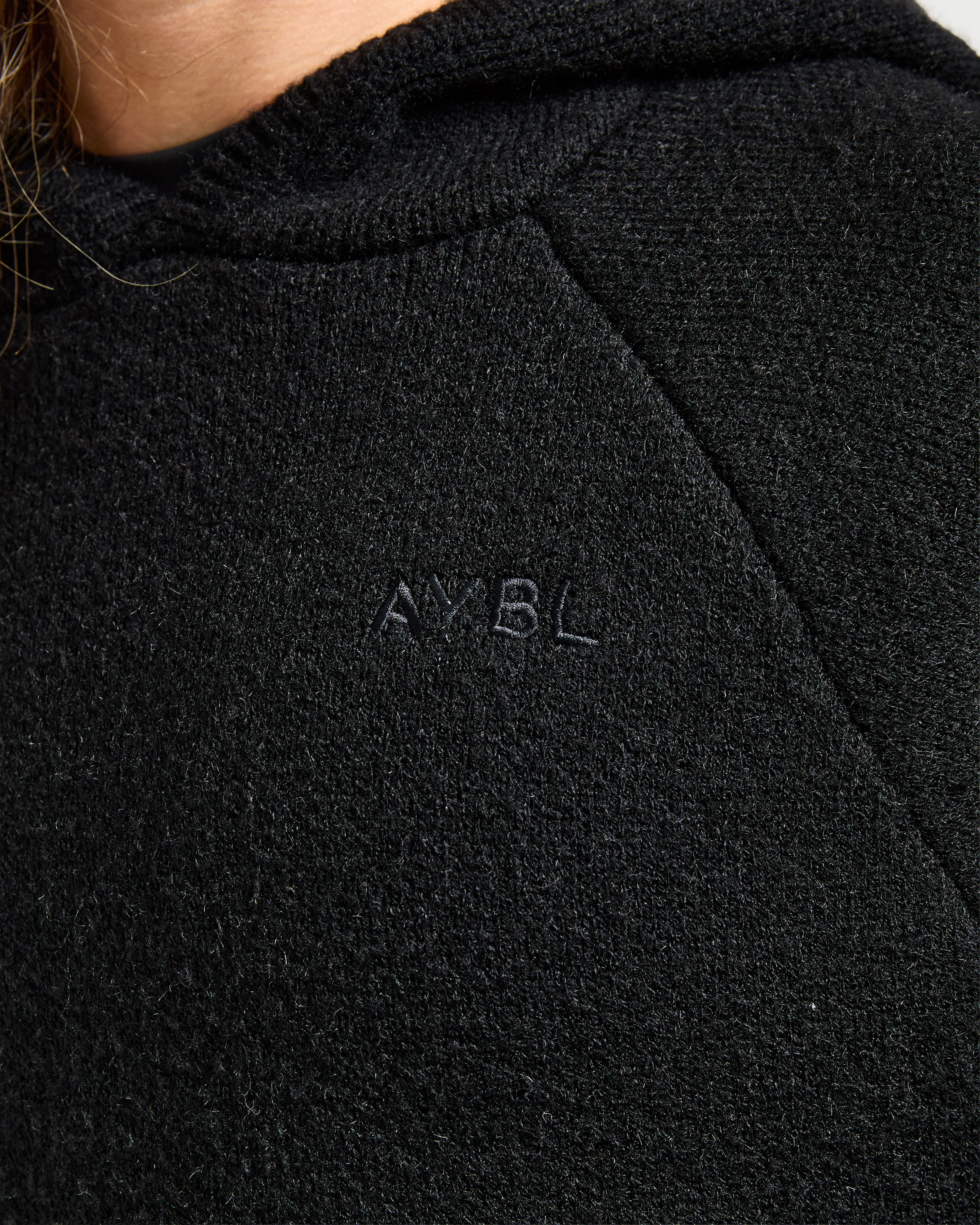 Soft Oversized Knitted Hoodie - Black - Image 5
