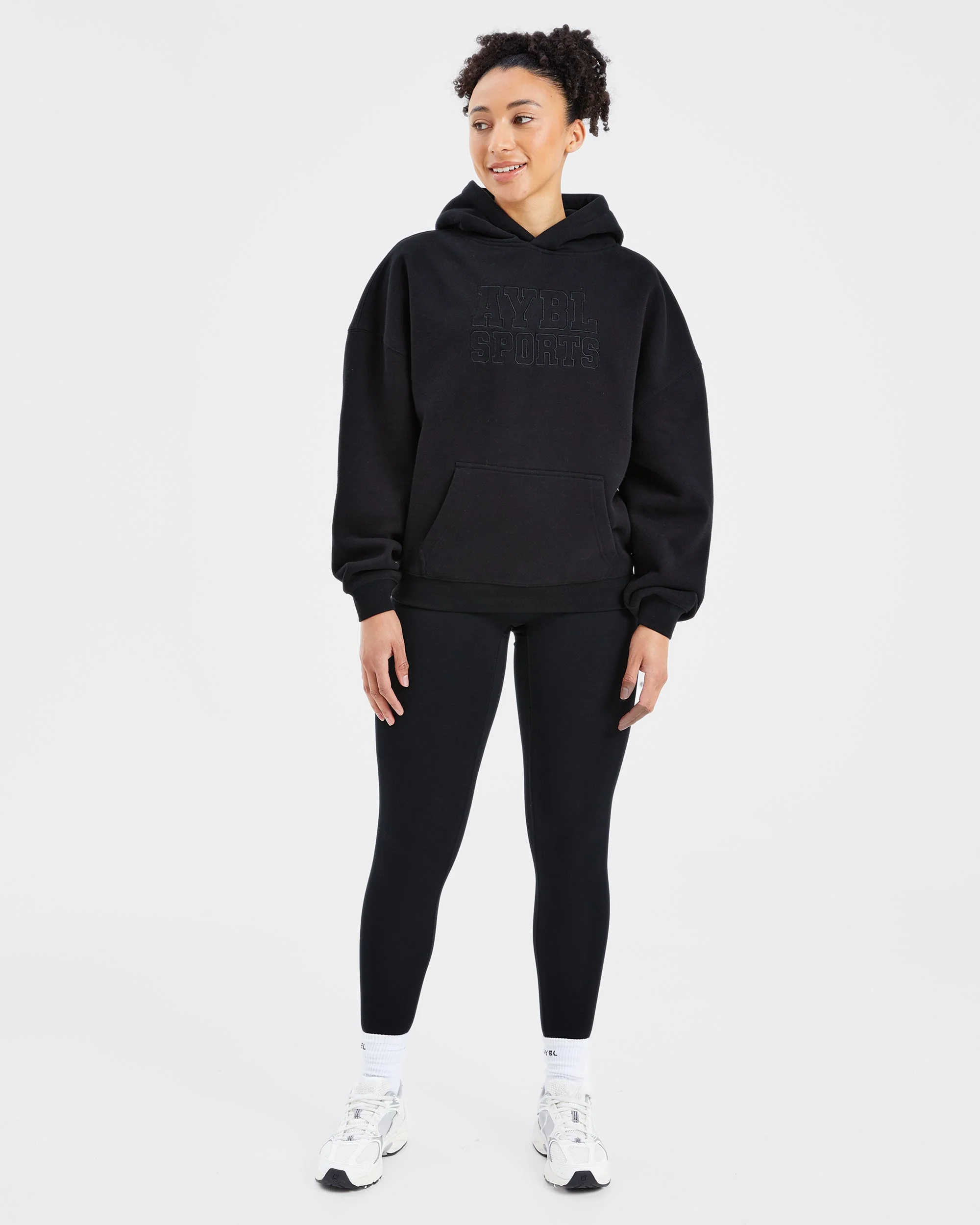 Sport Outline Oversized Hoodie - Black - Image 3