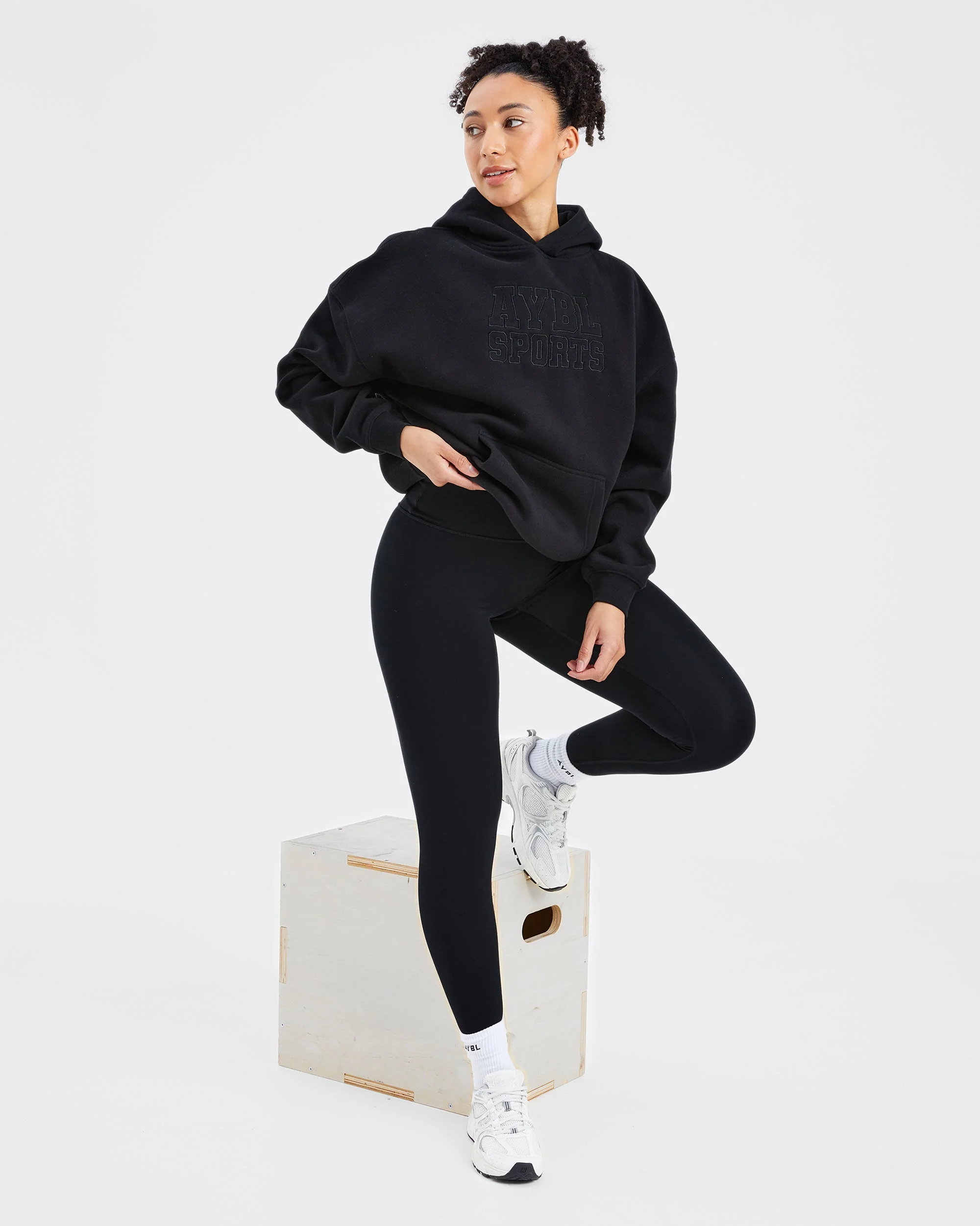 Sport Outline Oversized Hoodie - Black - Image 8