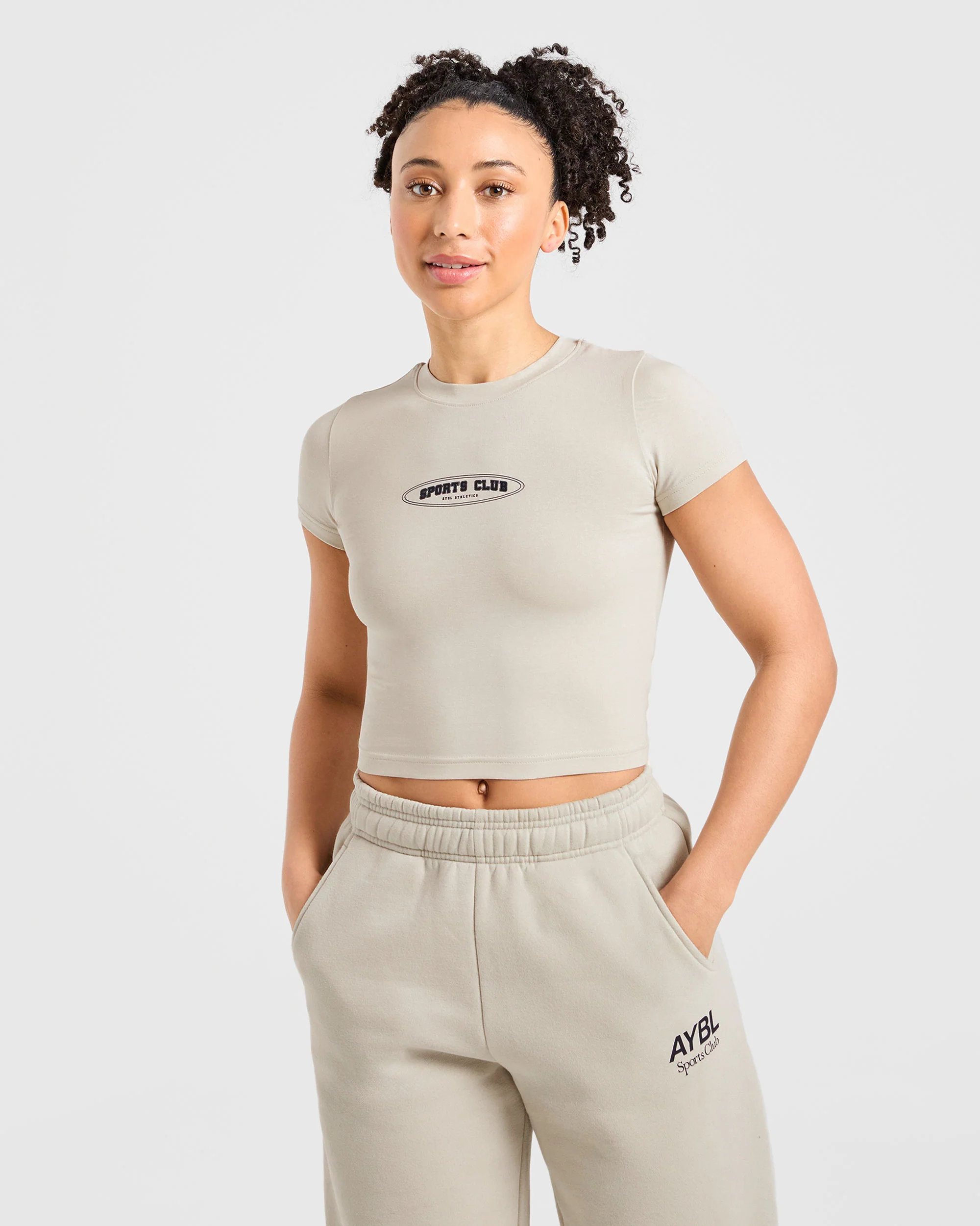 Sports Club Baby Tee - Beige/Navy - Image 9