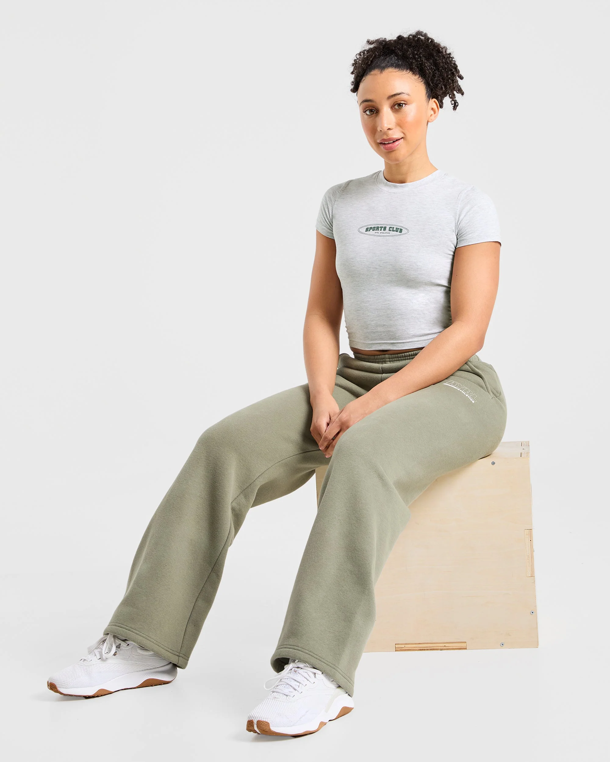 Sports Club Baby Tee - Heather Grey/Green - Image 7