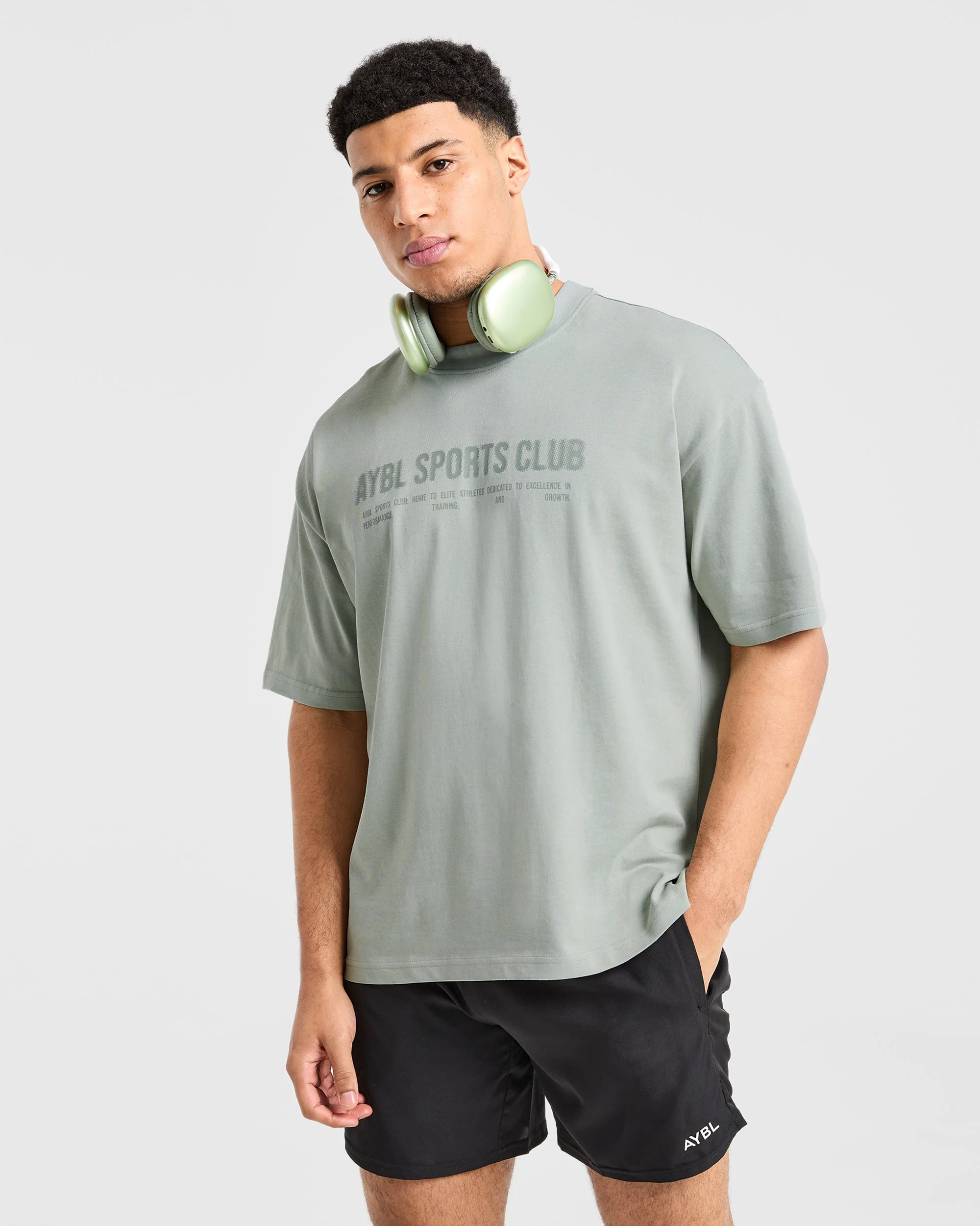 Sports Club Dot Oversized T Shirt - Green Mist - Image 7