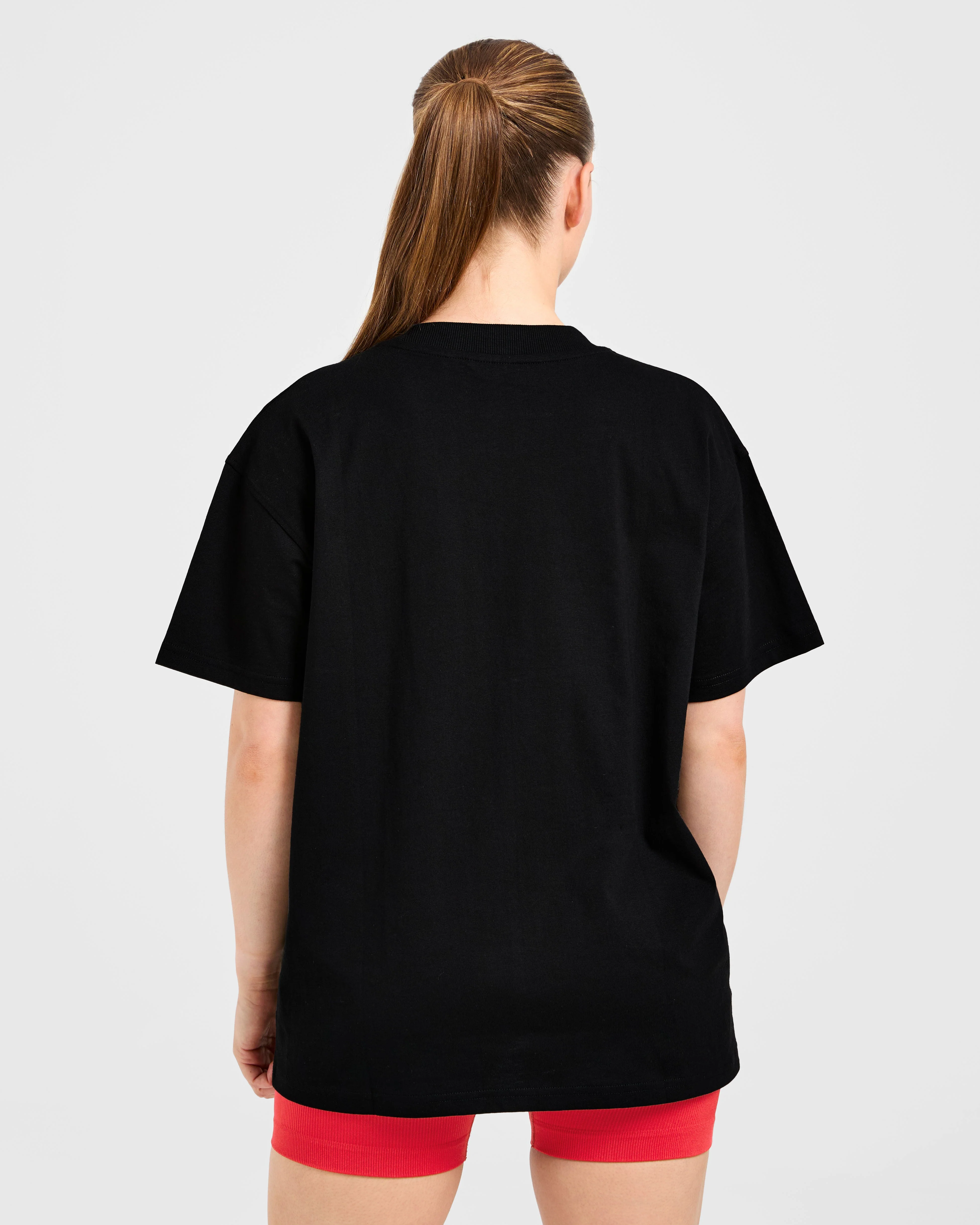 Sports Club Gothic Oversized T Shirt - Black/Red - Image 2
