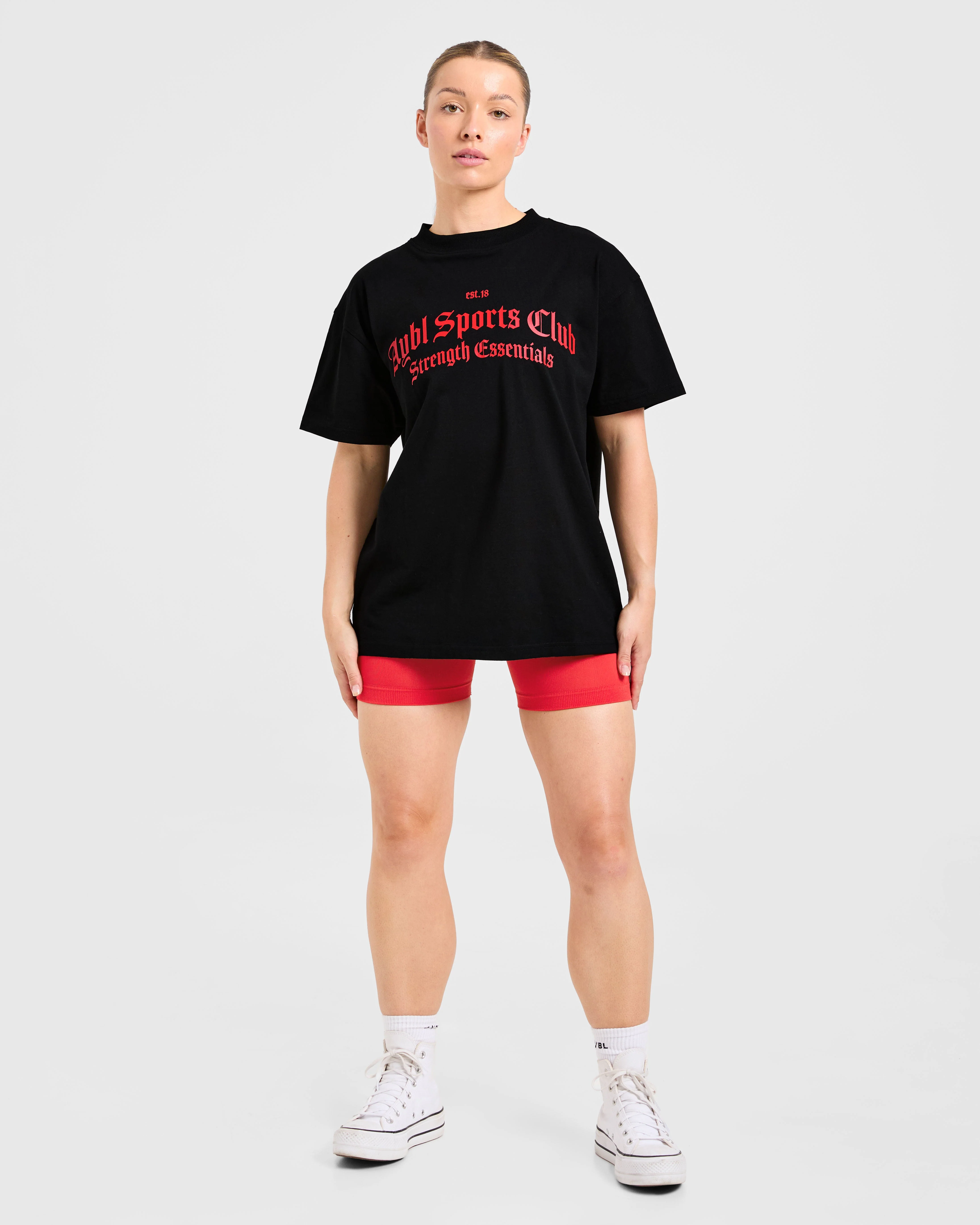 Sports Club Gothic Oversized T Shirt - Black/Red - Image 3
