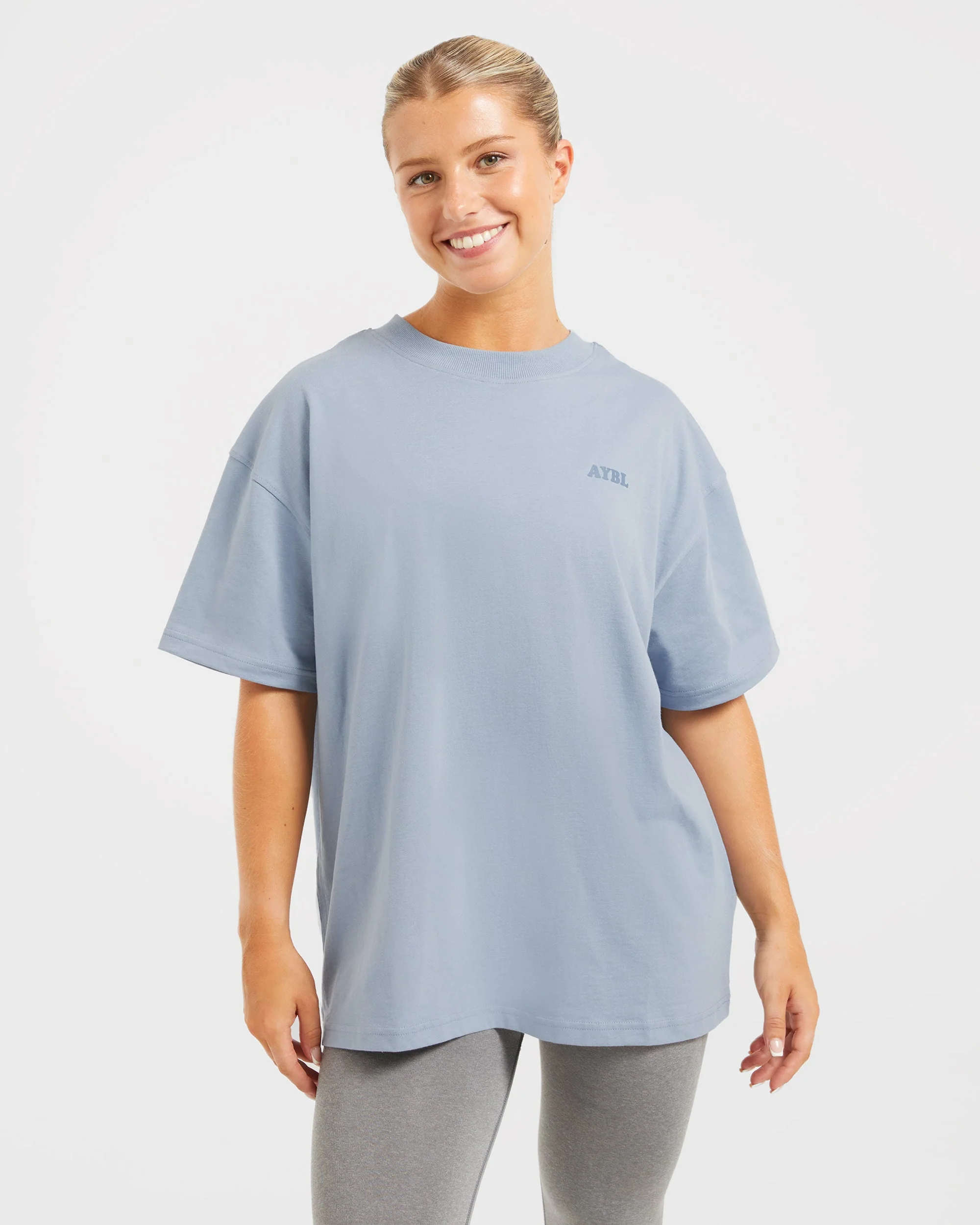 Sports Club Wavy Oversized T Shirt - Dusty Blue - Image 2