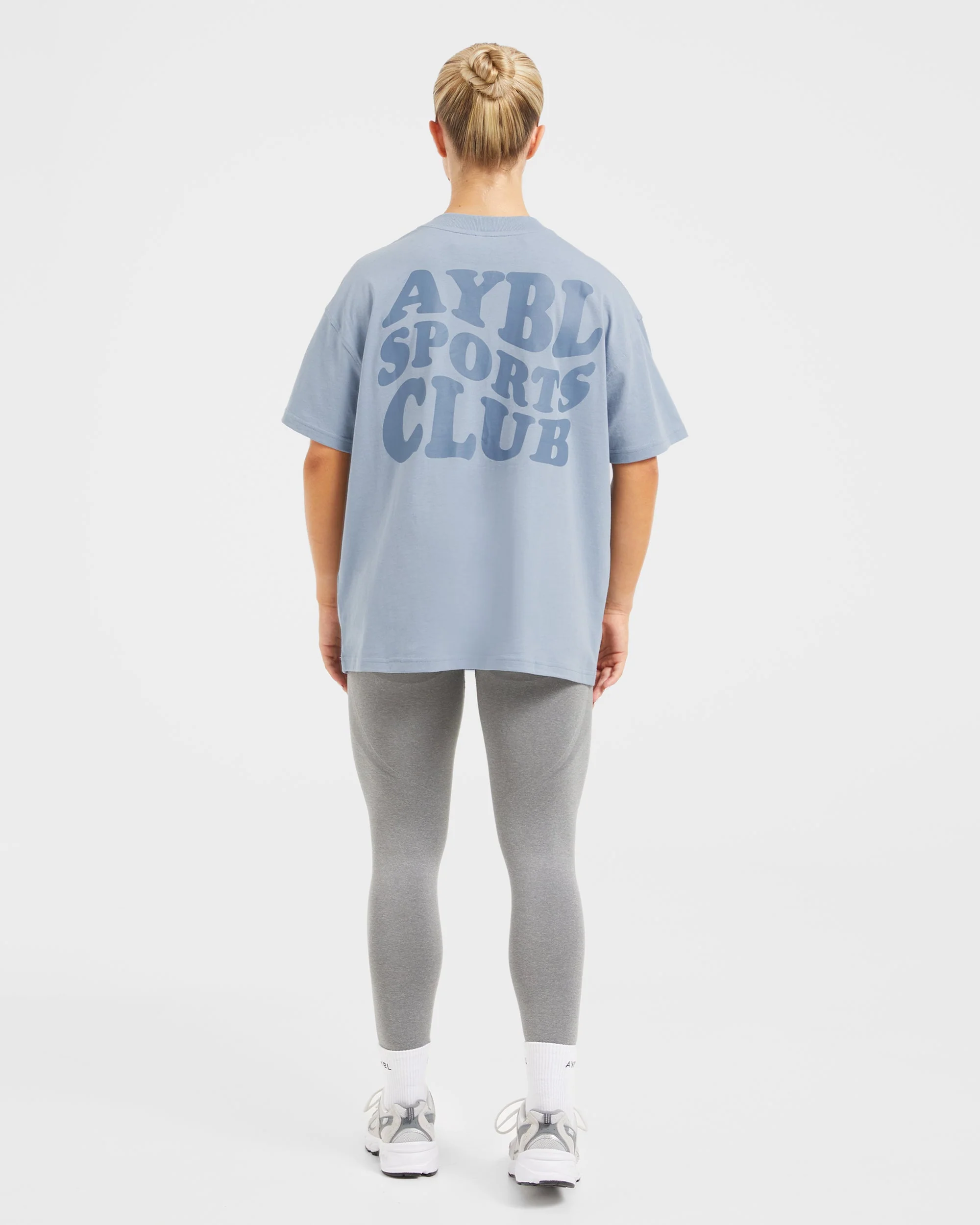 Sports Club Wavy Oversized T Shirt - Dusty Blue - Image 4
