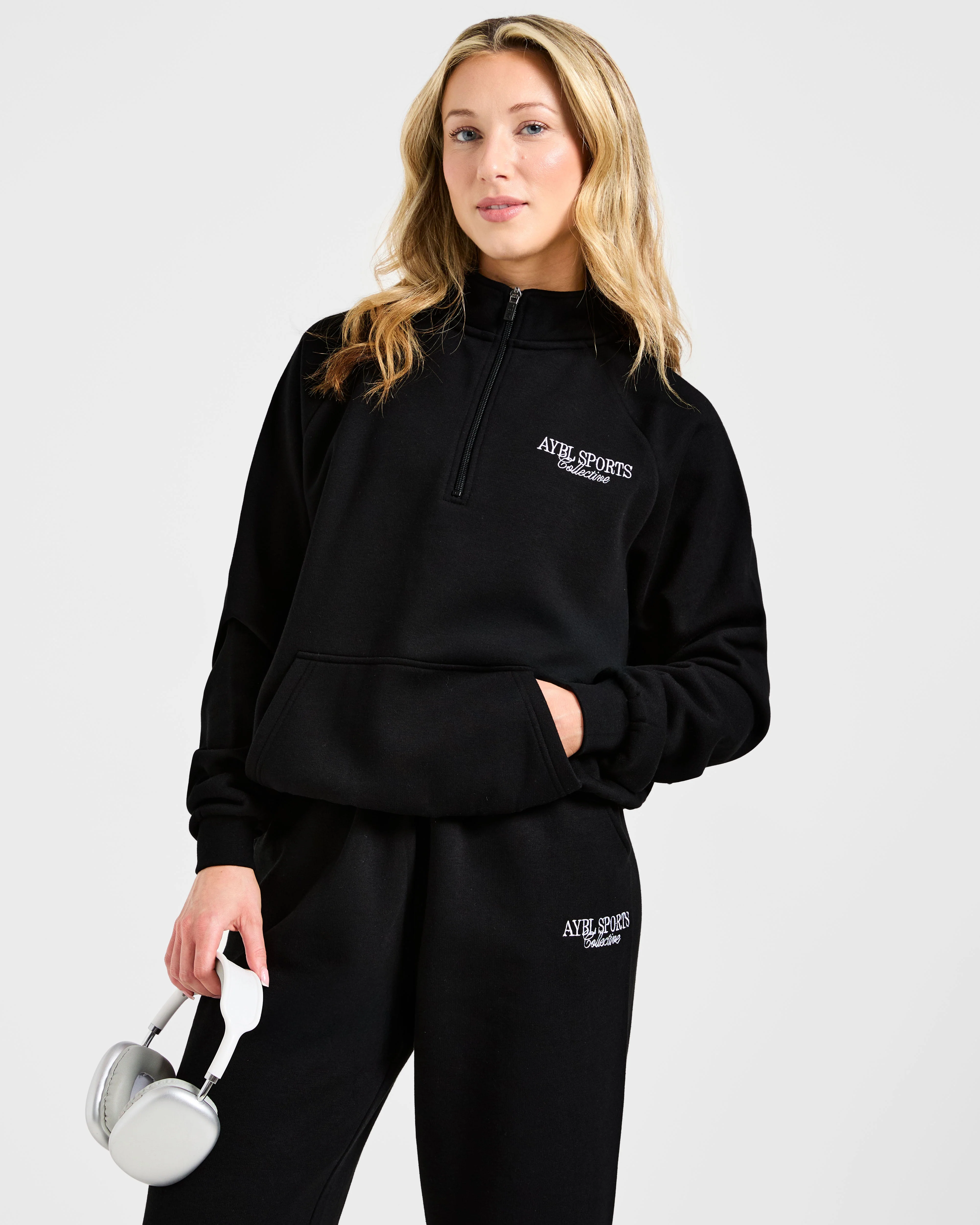 Sports Collective Oversized 1/4 Zip Pullover - Black - Image 8