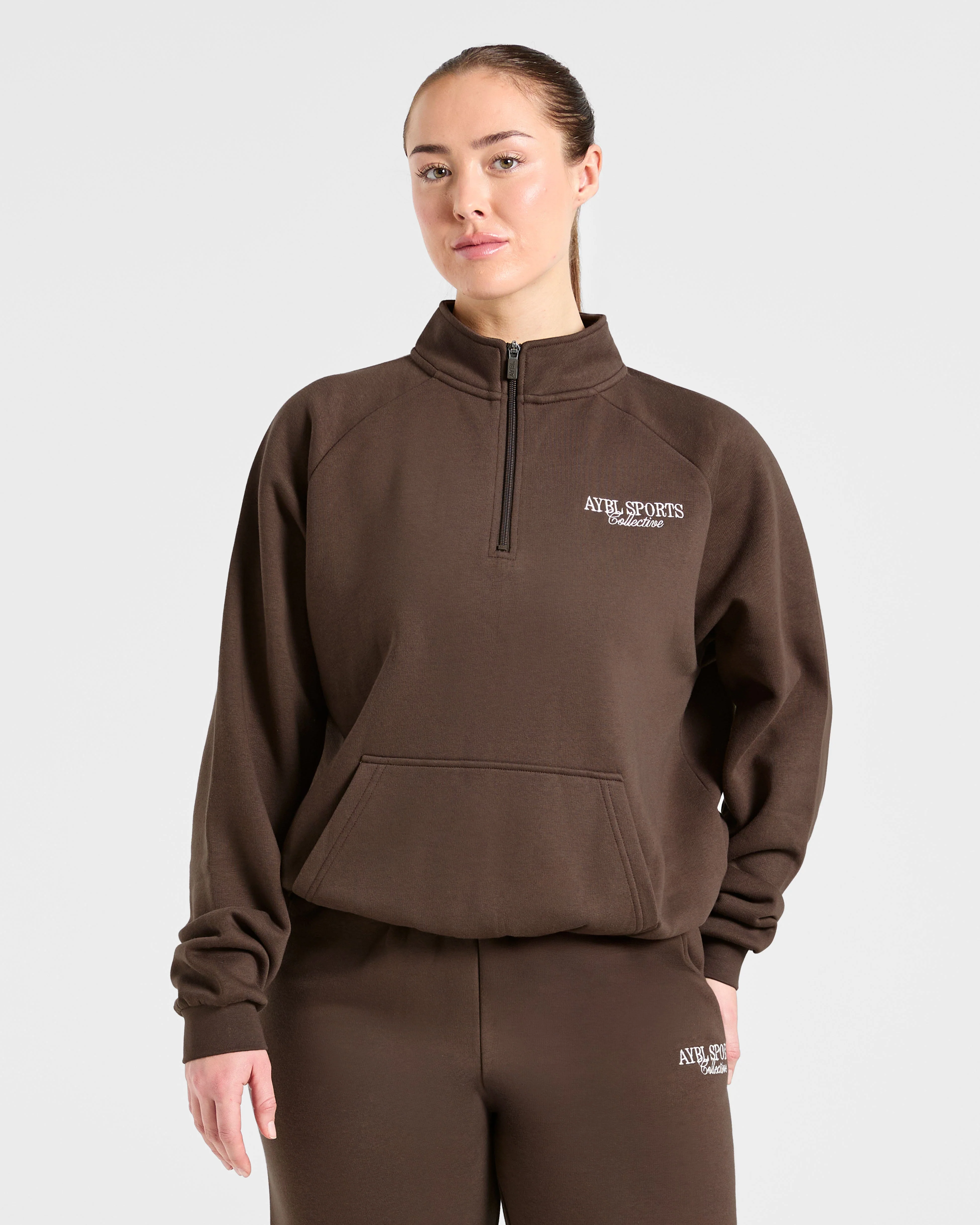 Sports Collective Oversized 1/4 Zip Pullover - Brown - Image 2