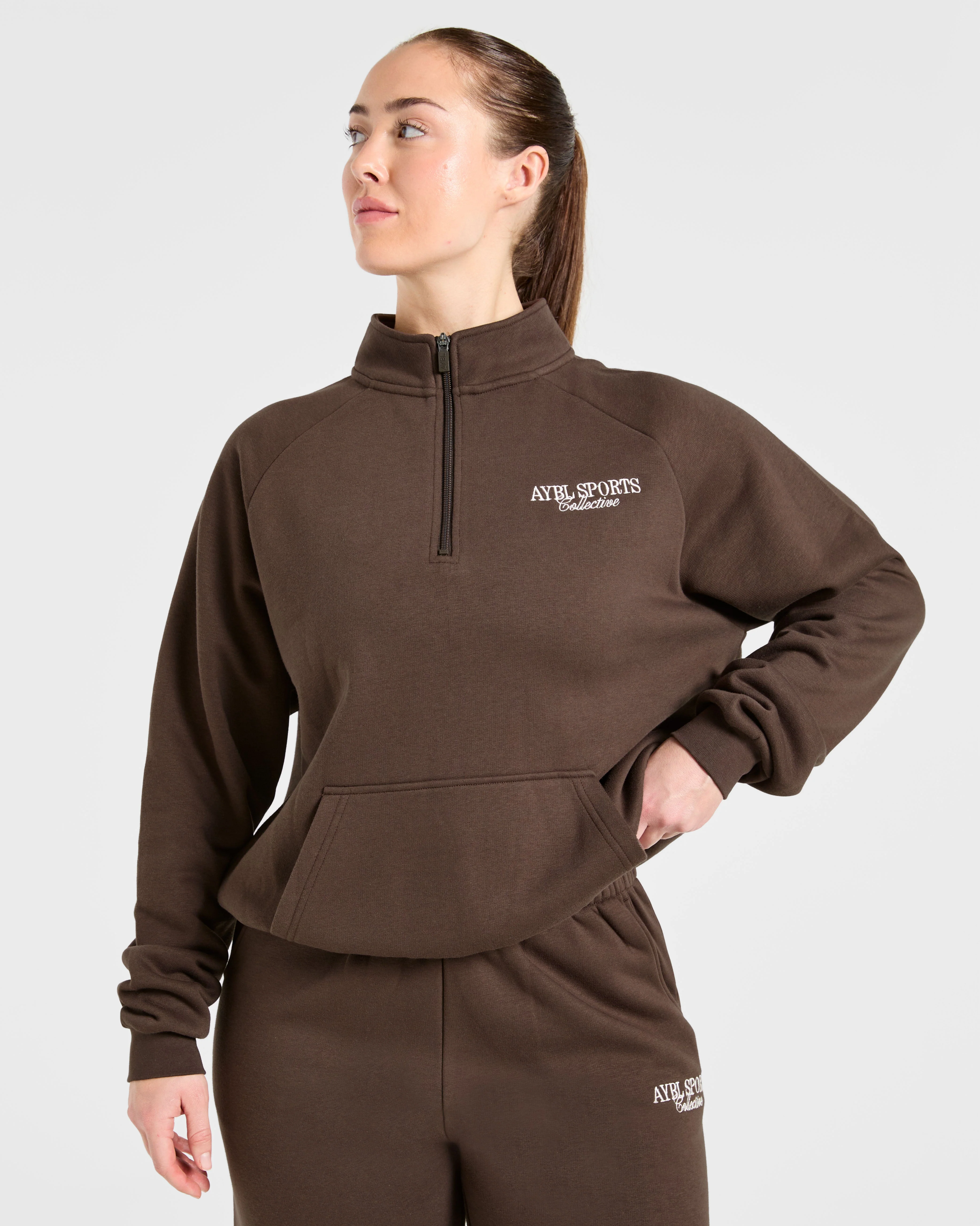 Sports Collective Oversized 1/4 Zip Pullover - Brown - Image 7