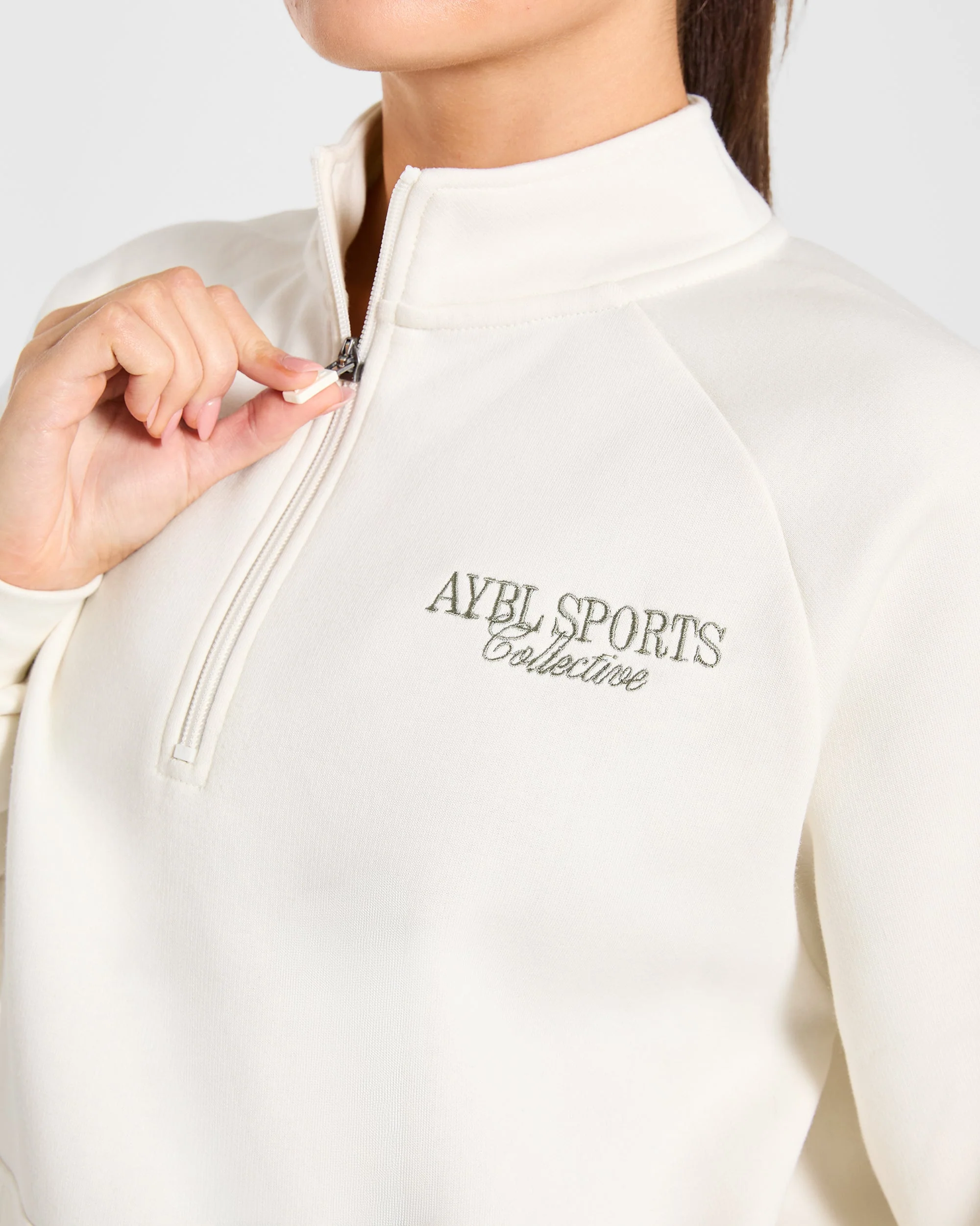 Sports Collective Oversized 1/4 Zip Pullover - Off White/Green - Image 5