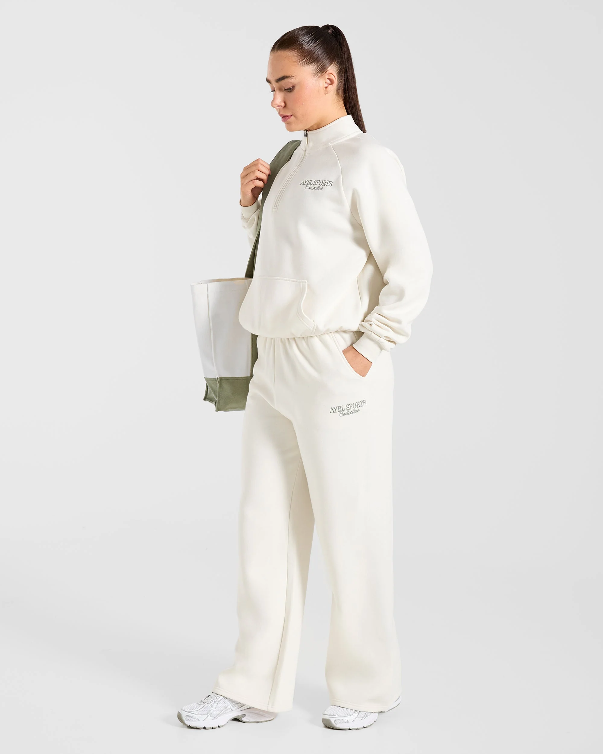 Sports Collective Oversized 1/4 Zip Pullover - Off White/Green - Image 8