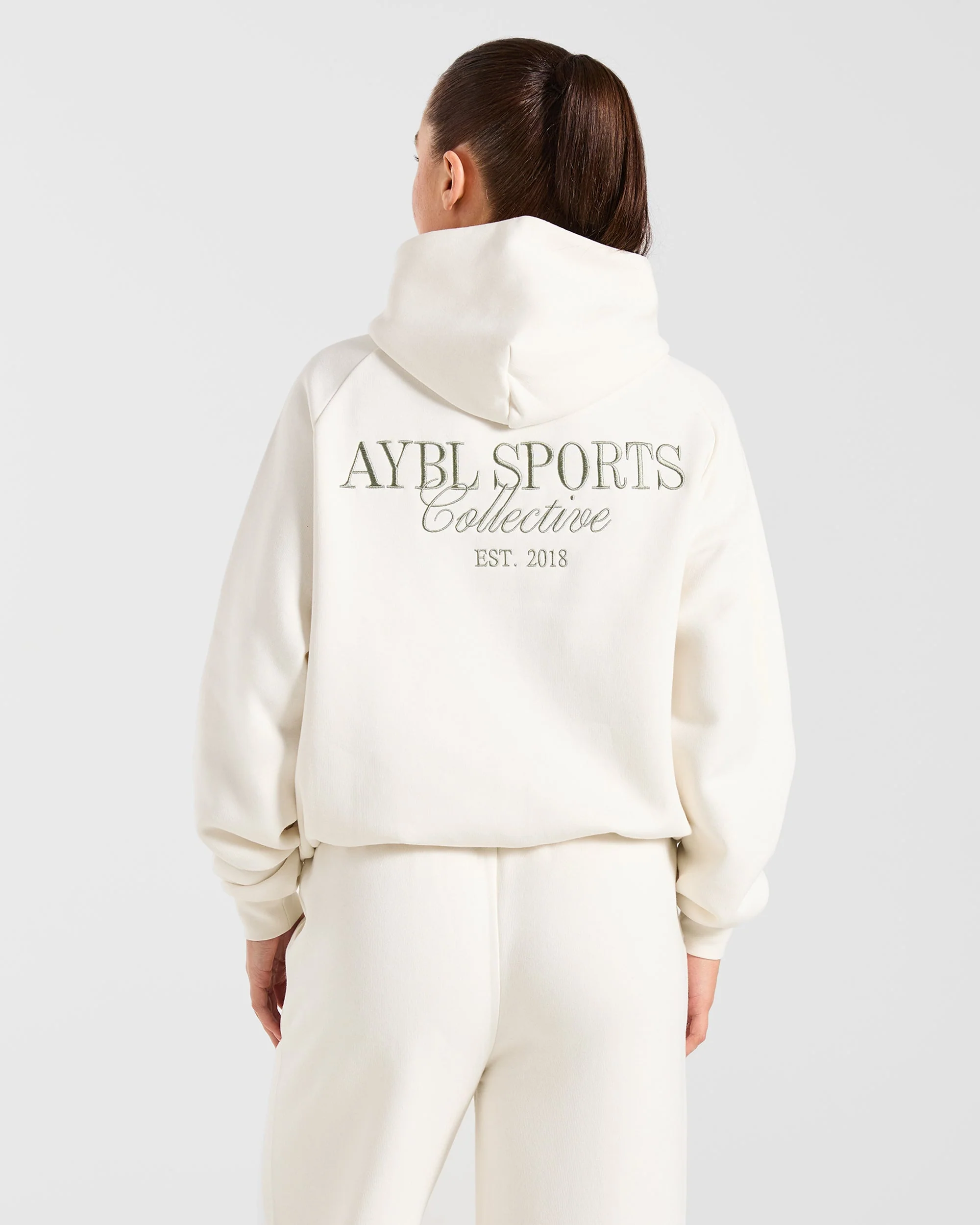 Sports Collective Oversized Hoodie - Off White/Green - Image 2