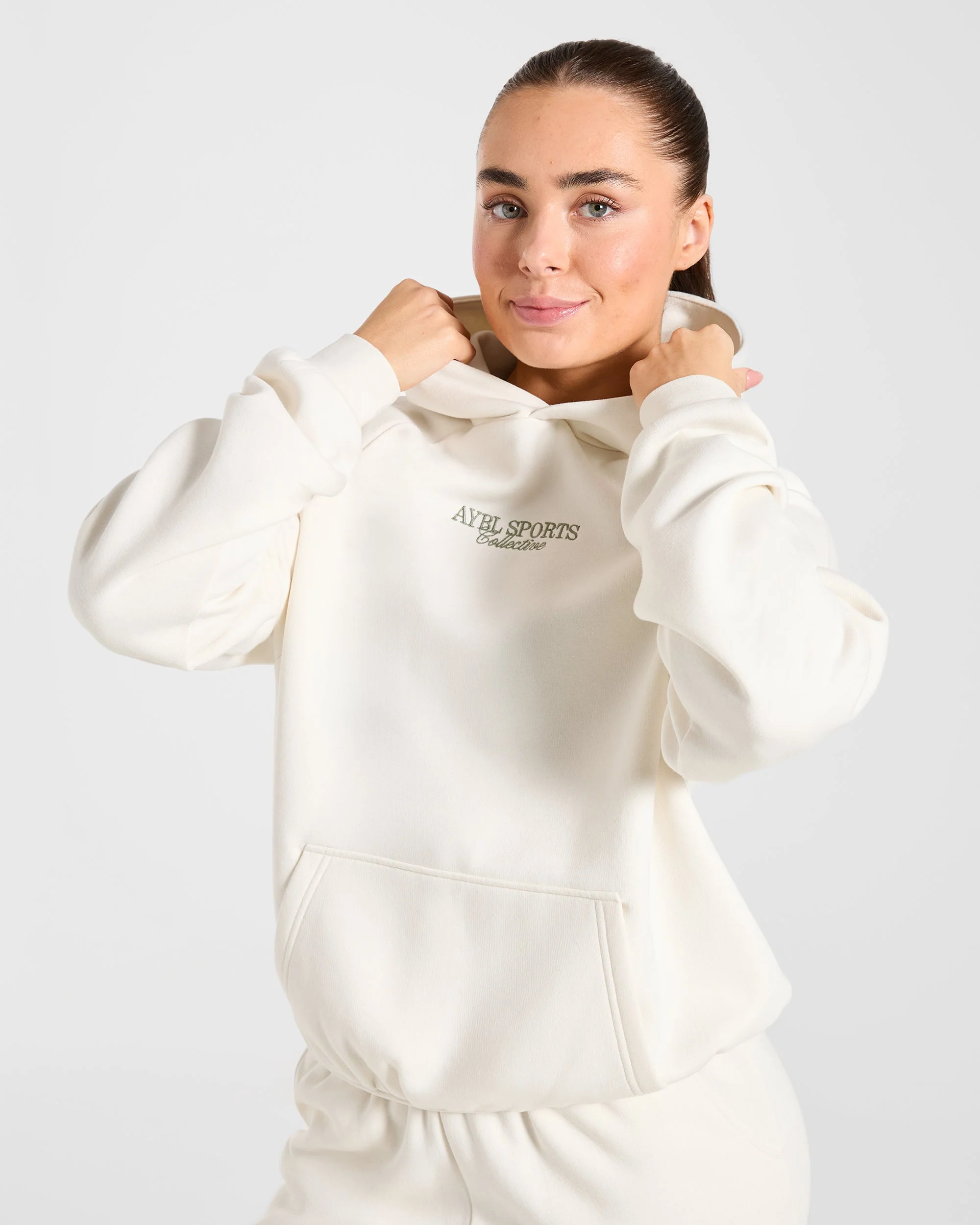Sports Collective Oversized Hoodie - Off White/Green - Image 8