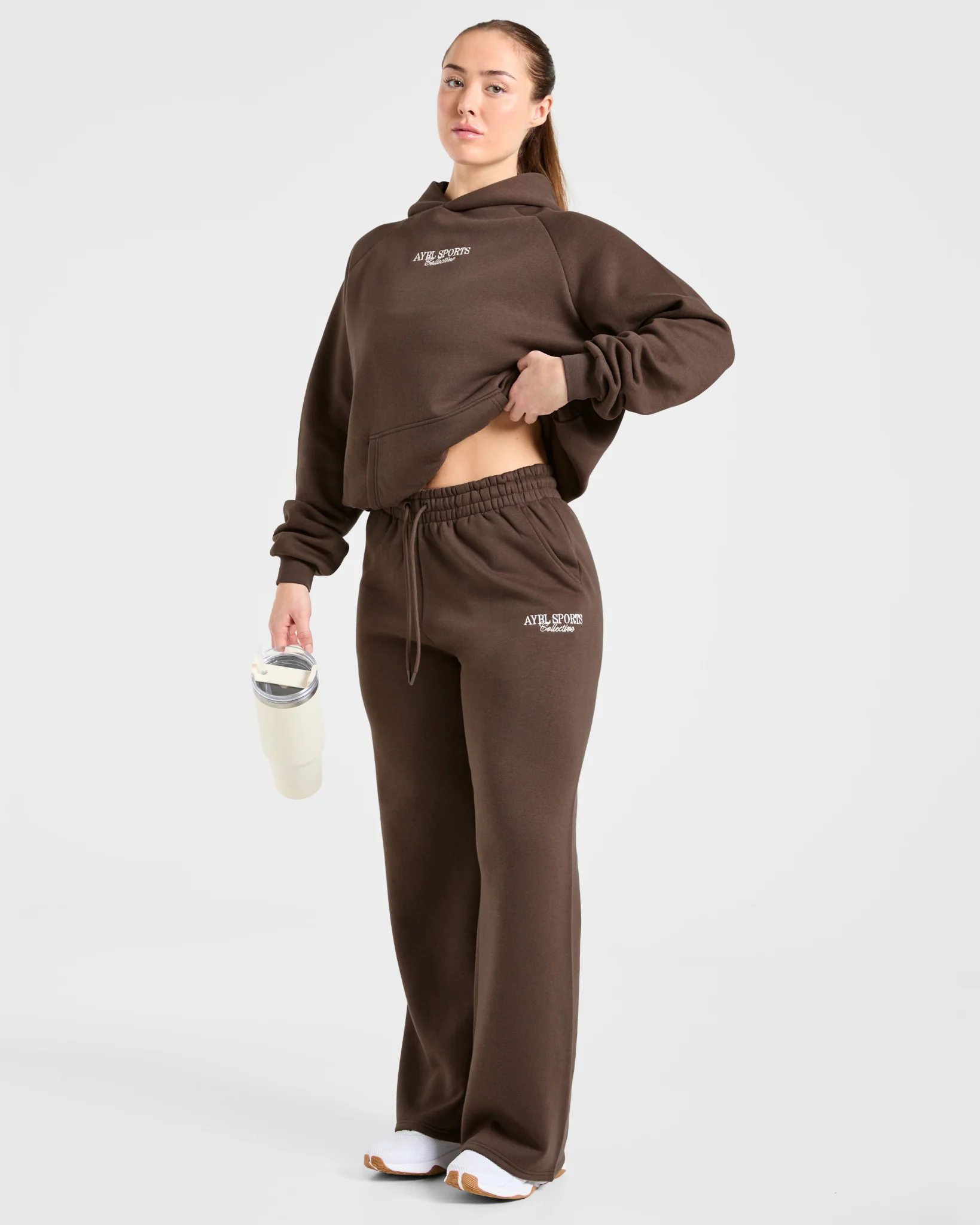 Sports Collective Oversized Straight Leg Joggers - Brown - Image 8