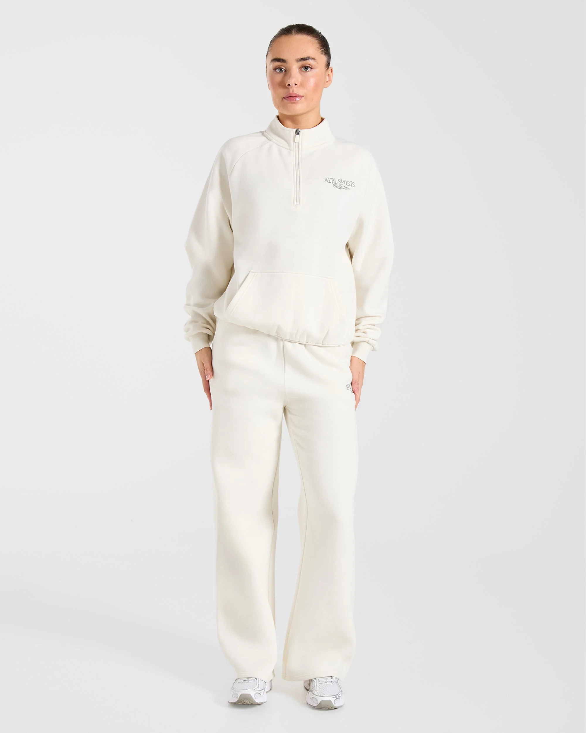 Sports Collective Oversized Straight Leg Joggers - Off White/Green - Image 3