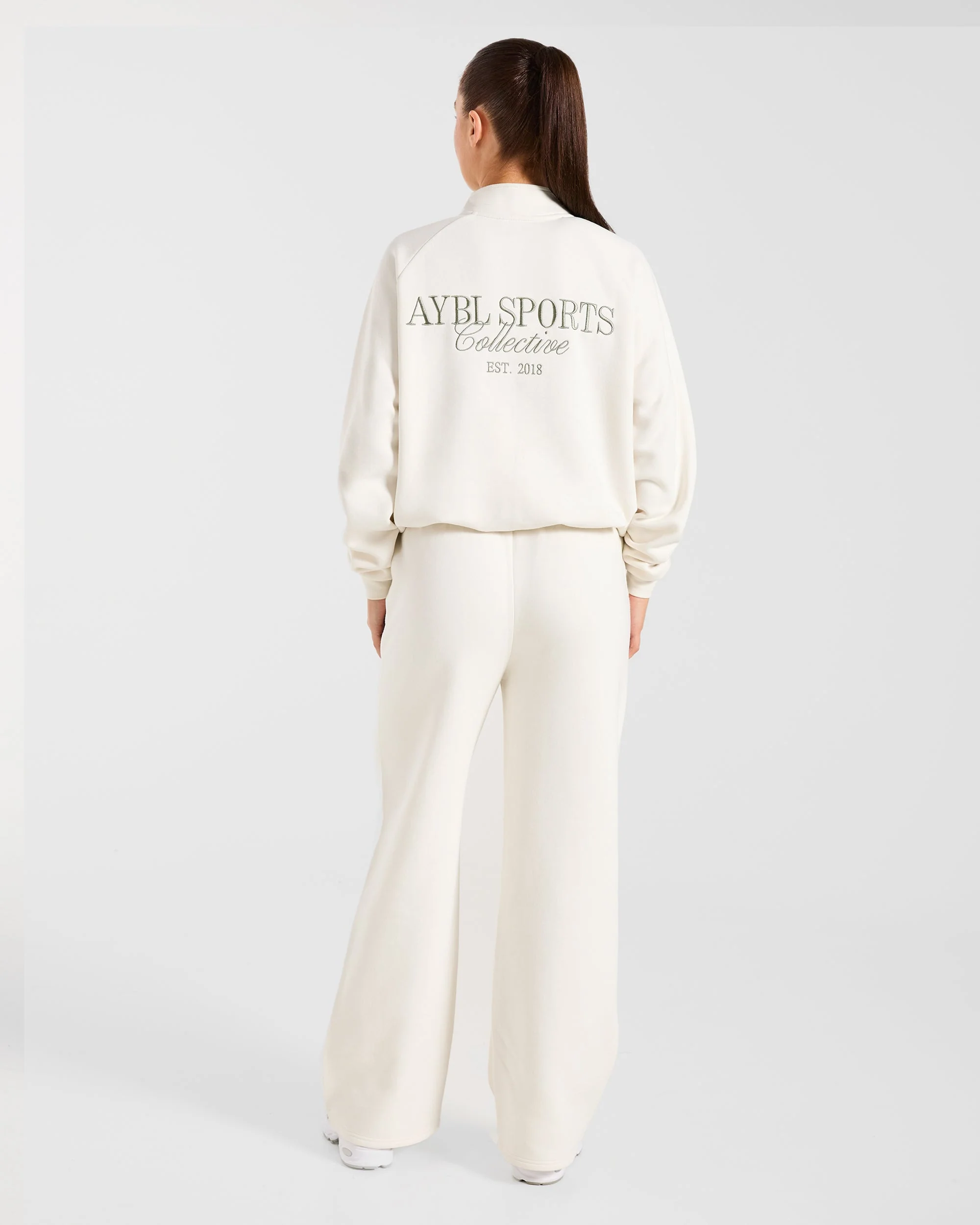 Sports Collective Oversized Straight Leg Joggers - Off White/Green - Image 4
