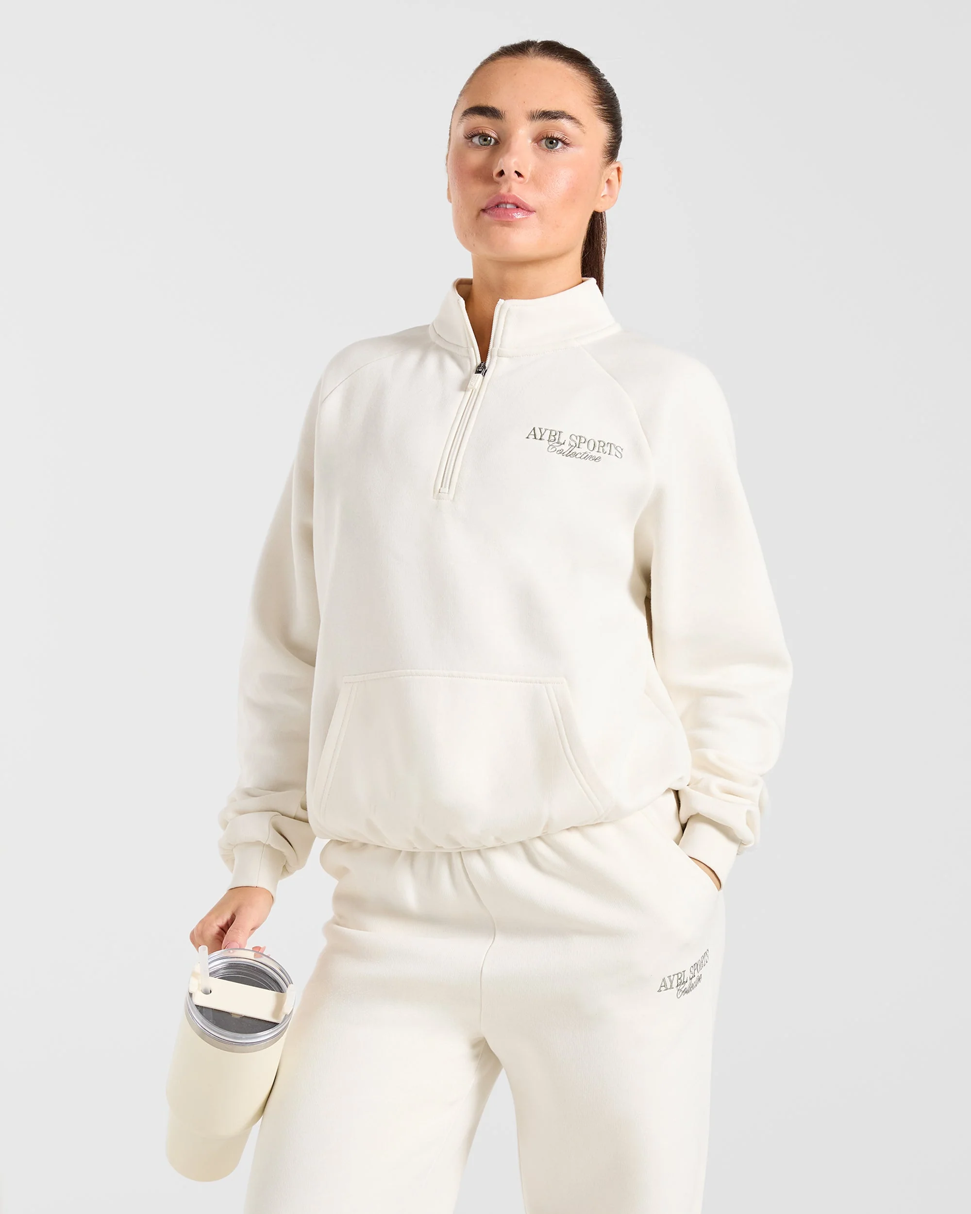 Sports Collective Oversized Straight Leg Joggers - Off White/Green - Image 8