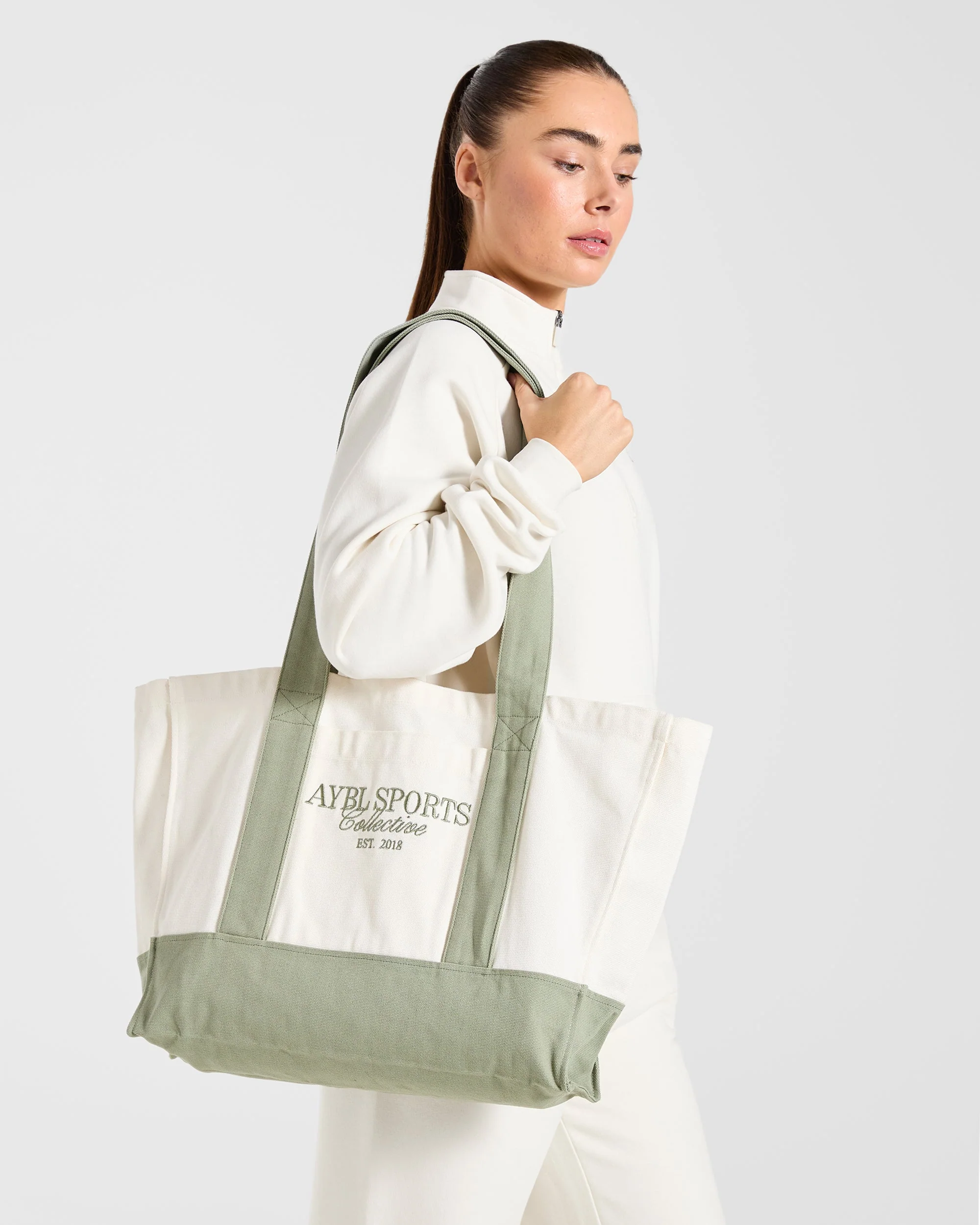 Sports Collective Tote Bag - Off White/Green - Image 2