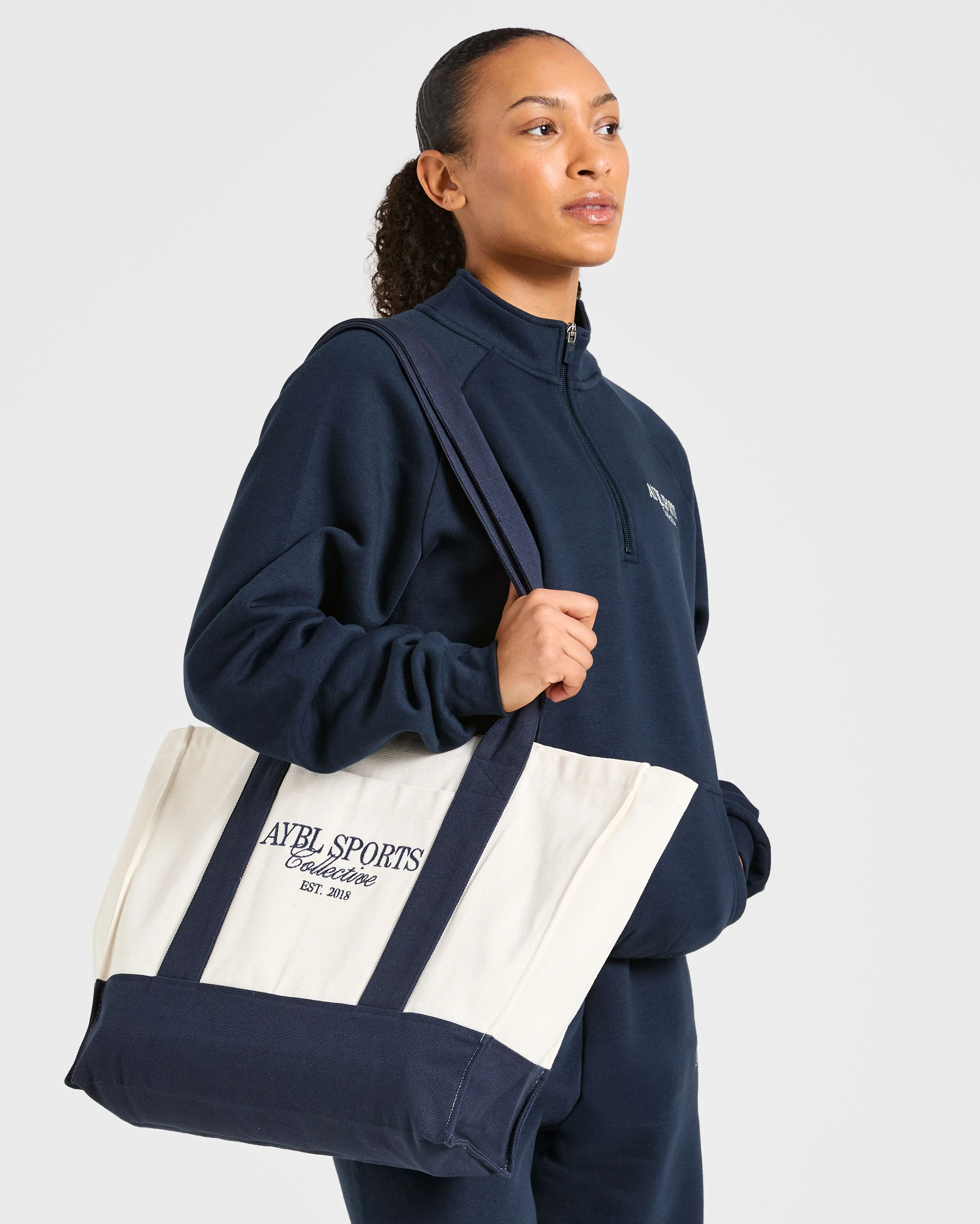 Sports Collective Tote Bag - Off White/Navy - Image 2