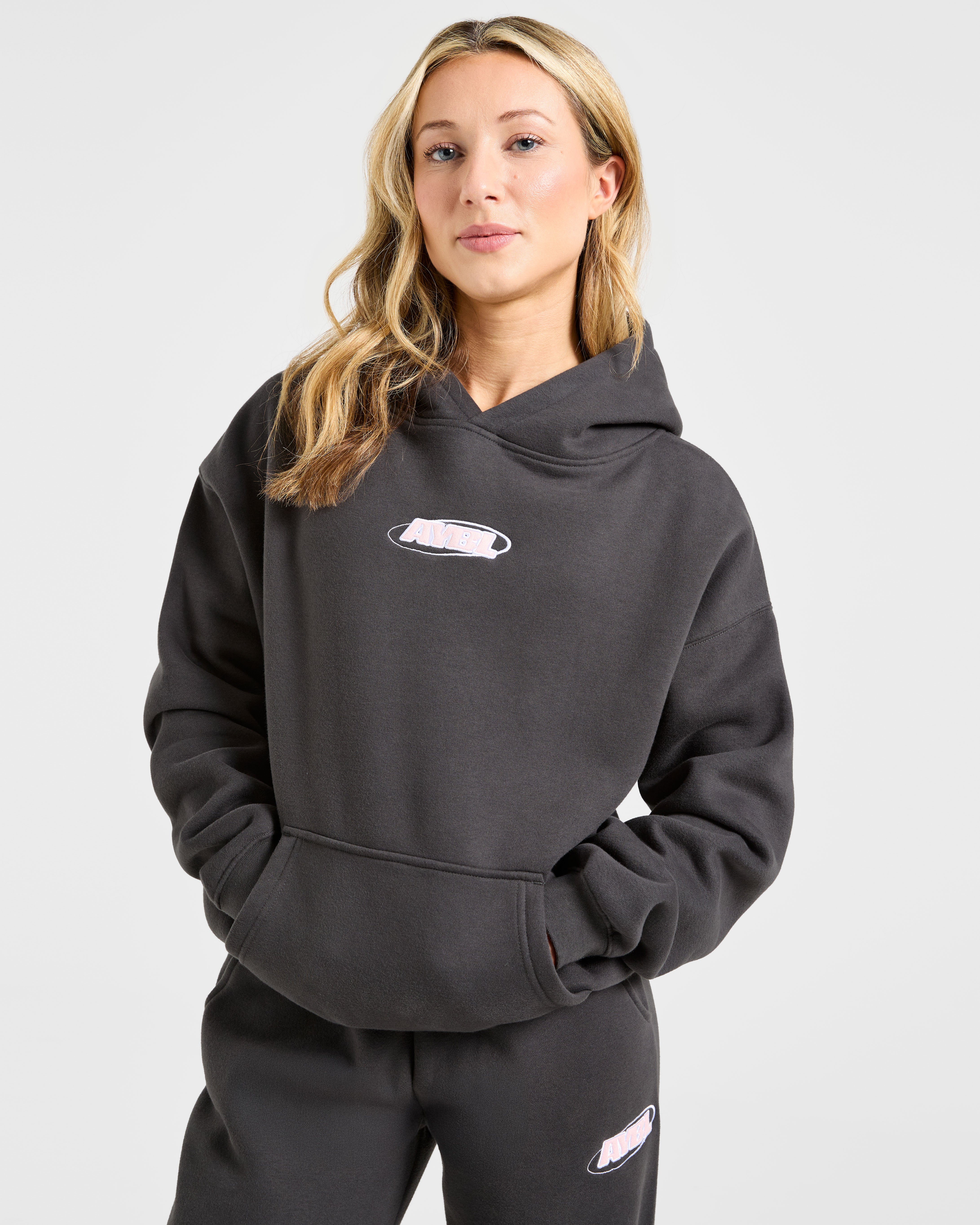 Sports Essentials Oversized Hoodie - Charcoal/Pink - Image 7