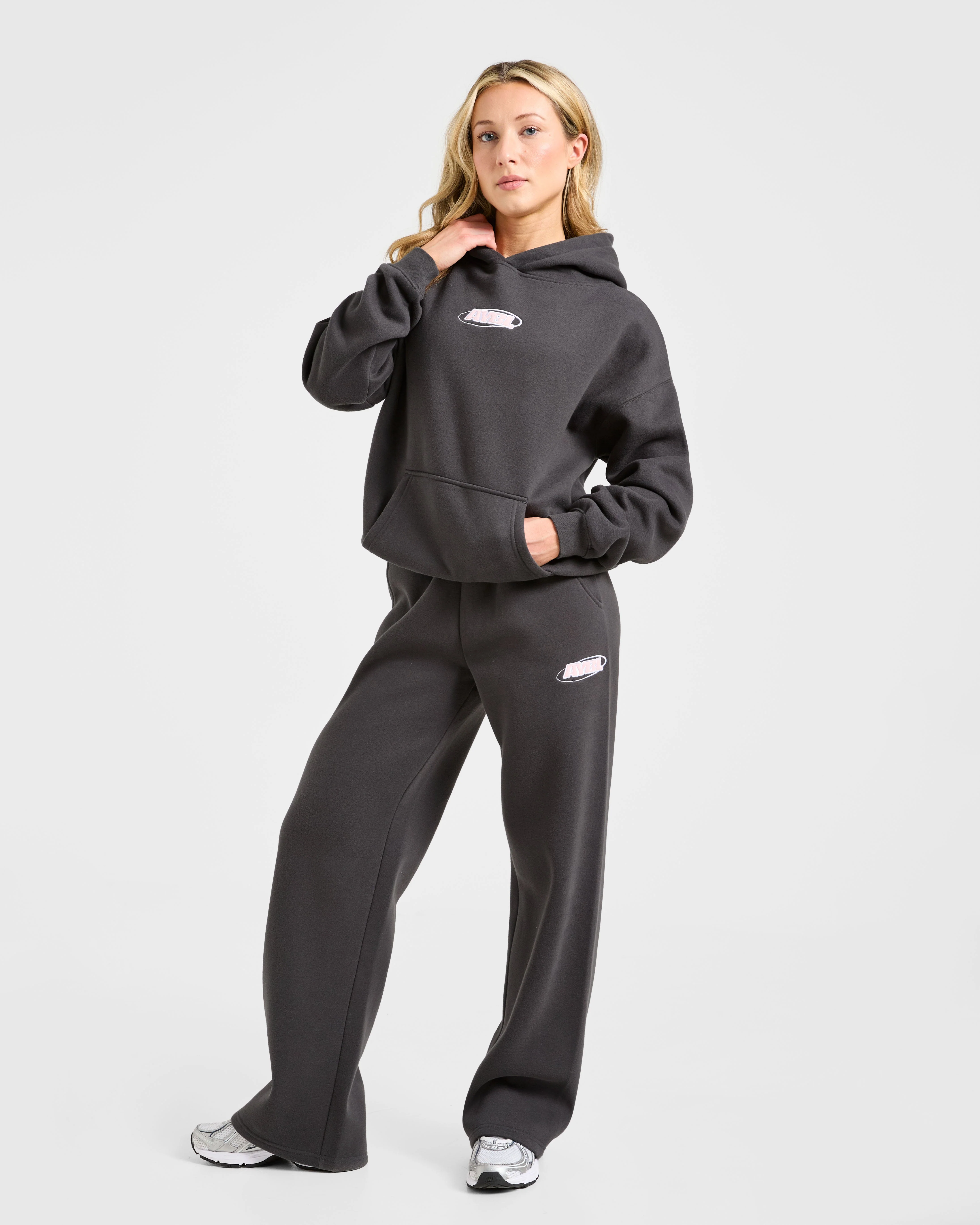 Sports Essentials Oversized Hoodie - Charcoal/Pink - Image 8