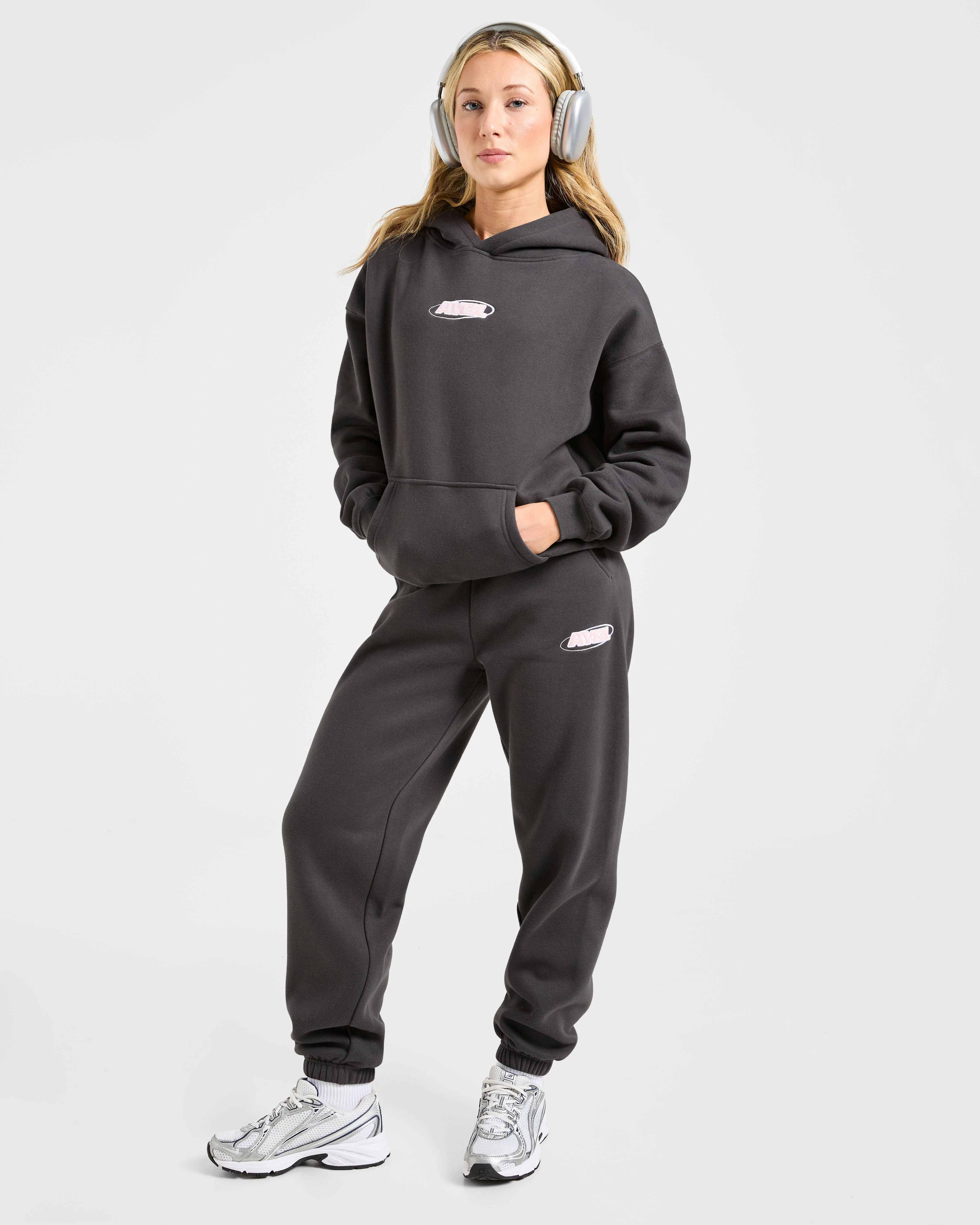 Sports Essentials Oversized Joggers - Charcoal/Pink - Image 8