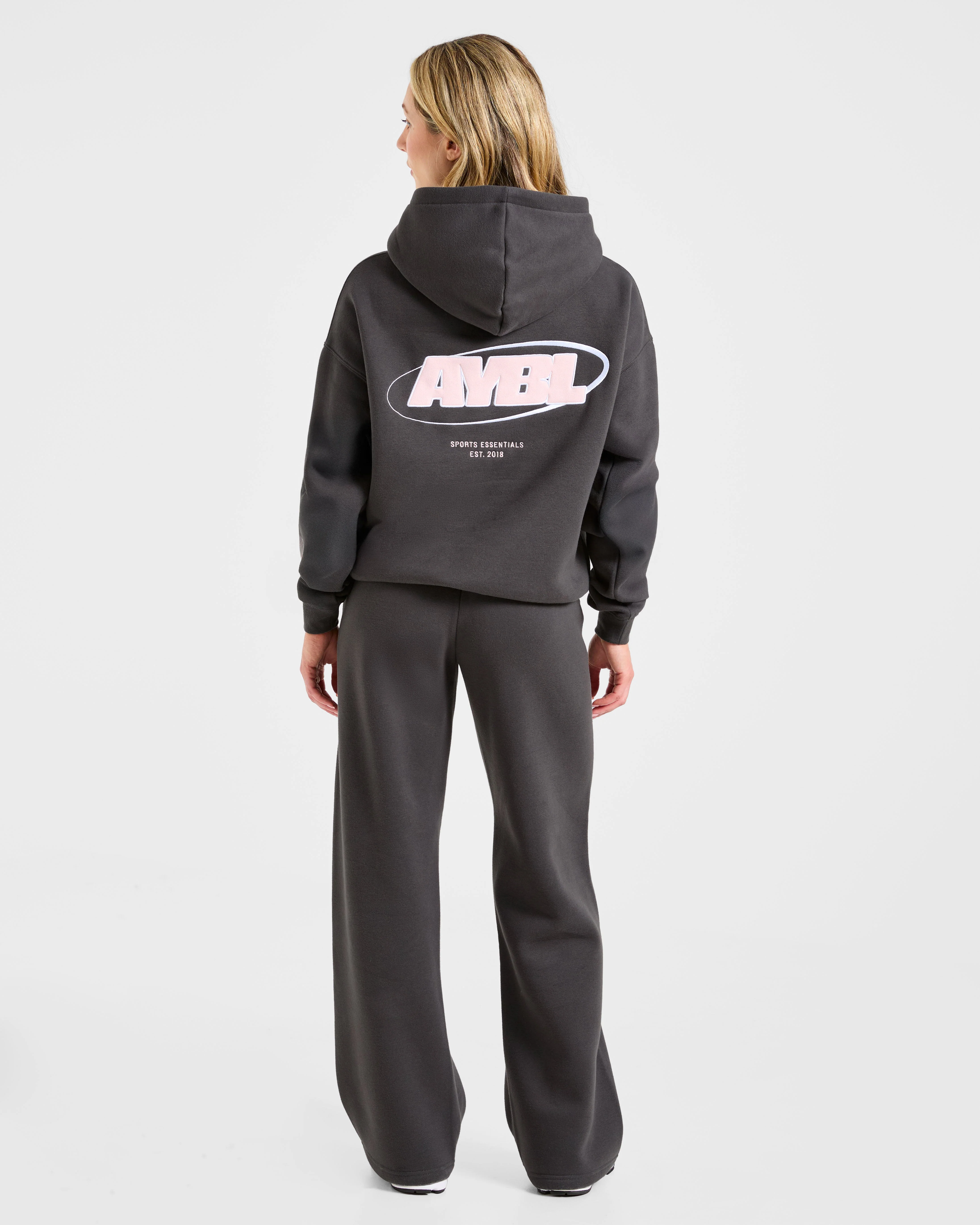 Sports Essentials Oversized Straight Leg Joggers - Charcoal/Pink - Image 4