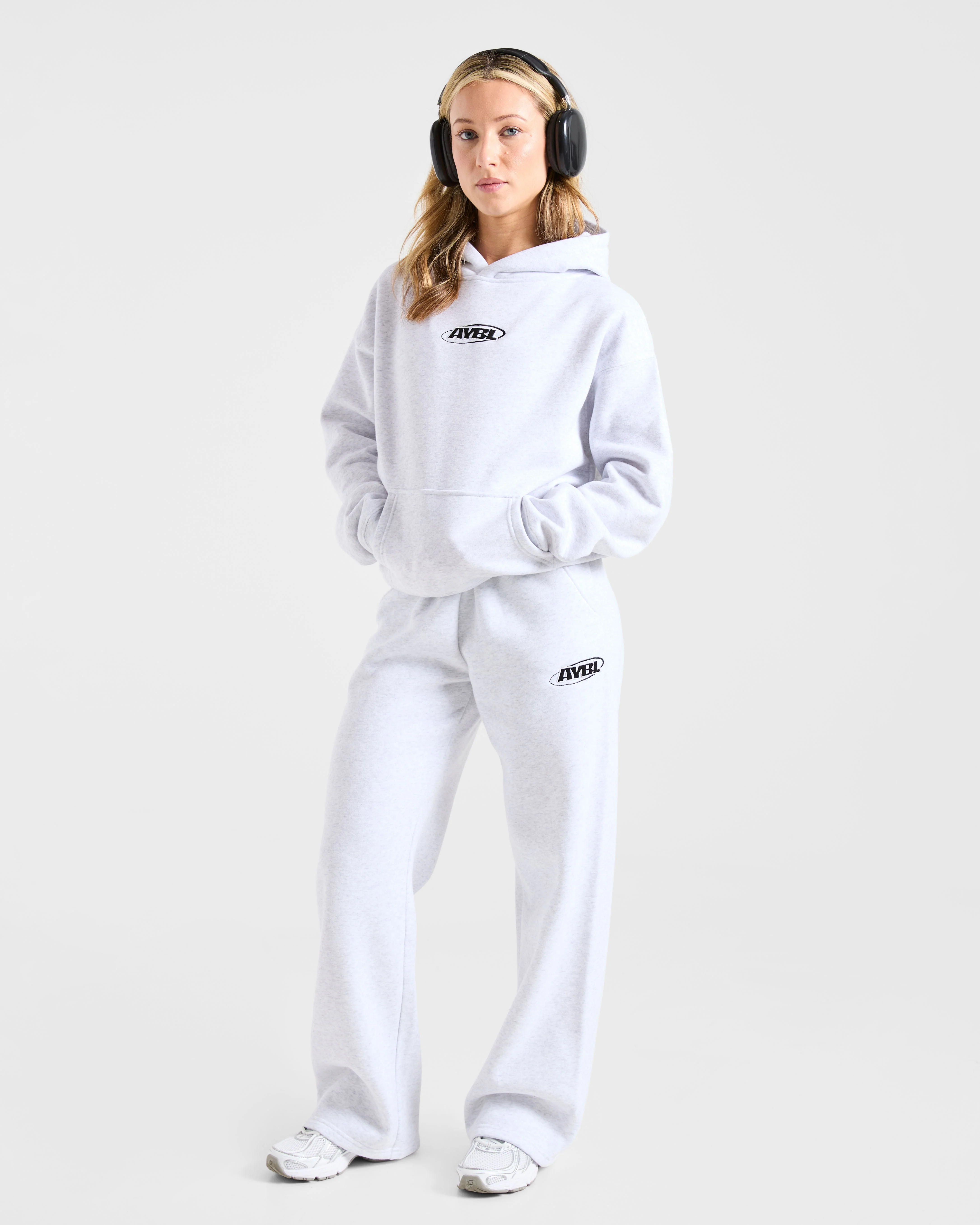 Sports Essentials Oversized Straight Leg Joggers - Heather Grey/Black - Image 8