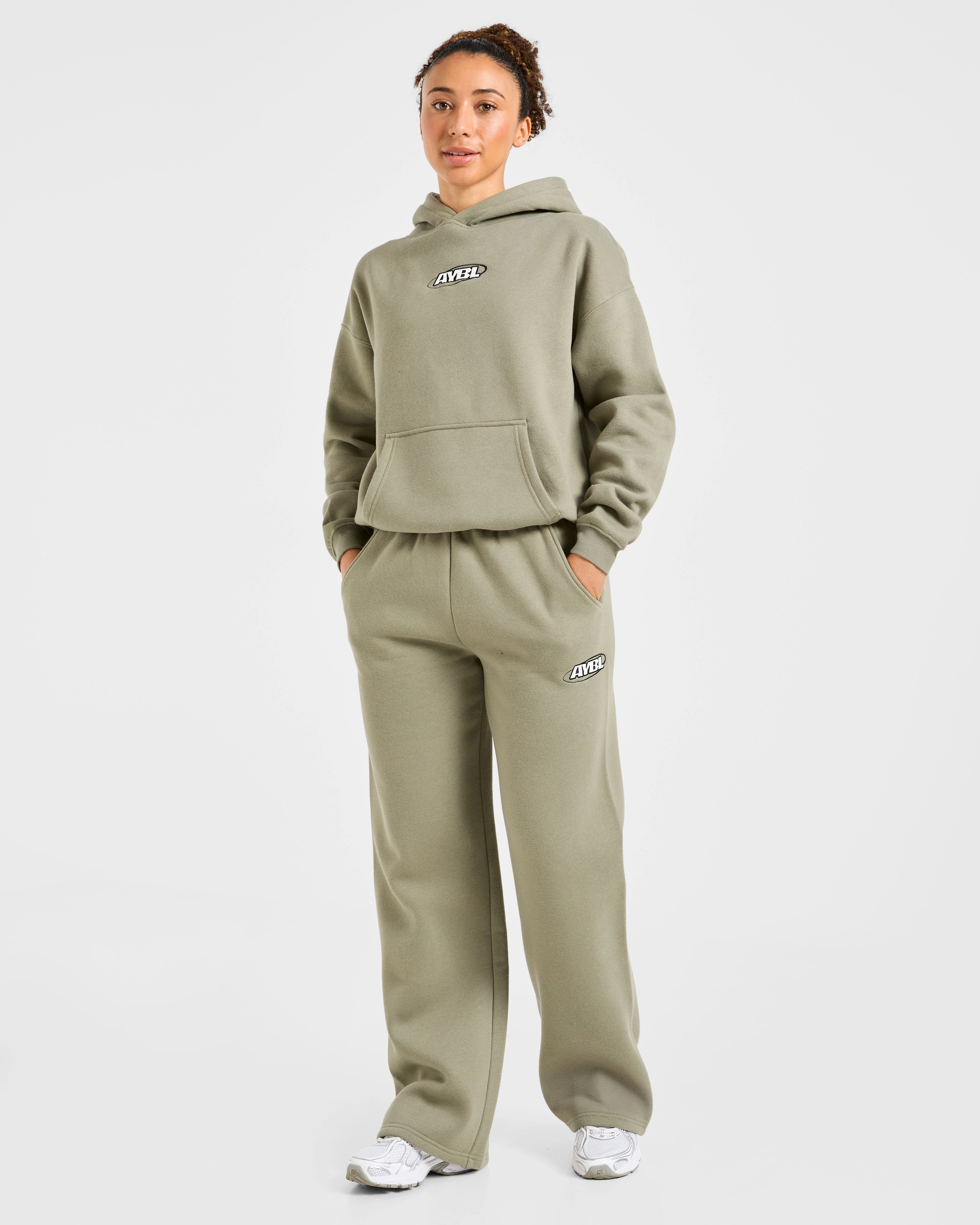 Sports Essentials Oversized Straight Leg Joggers - Muted Olive - Image 3