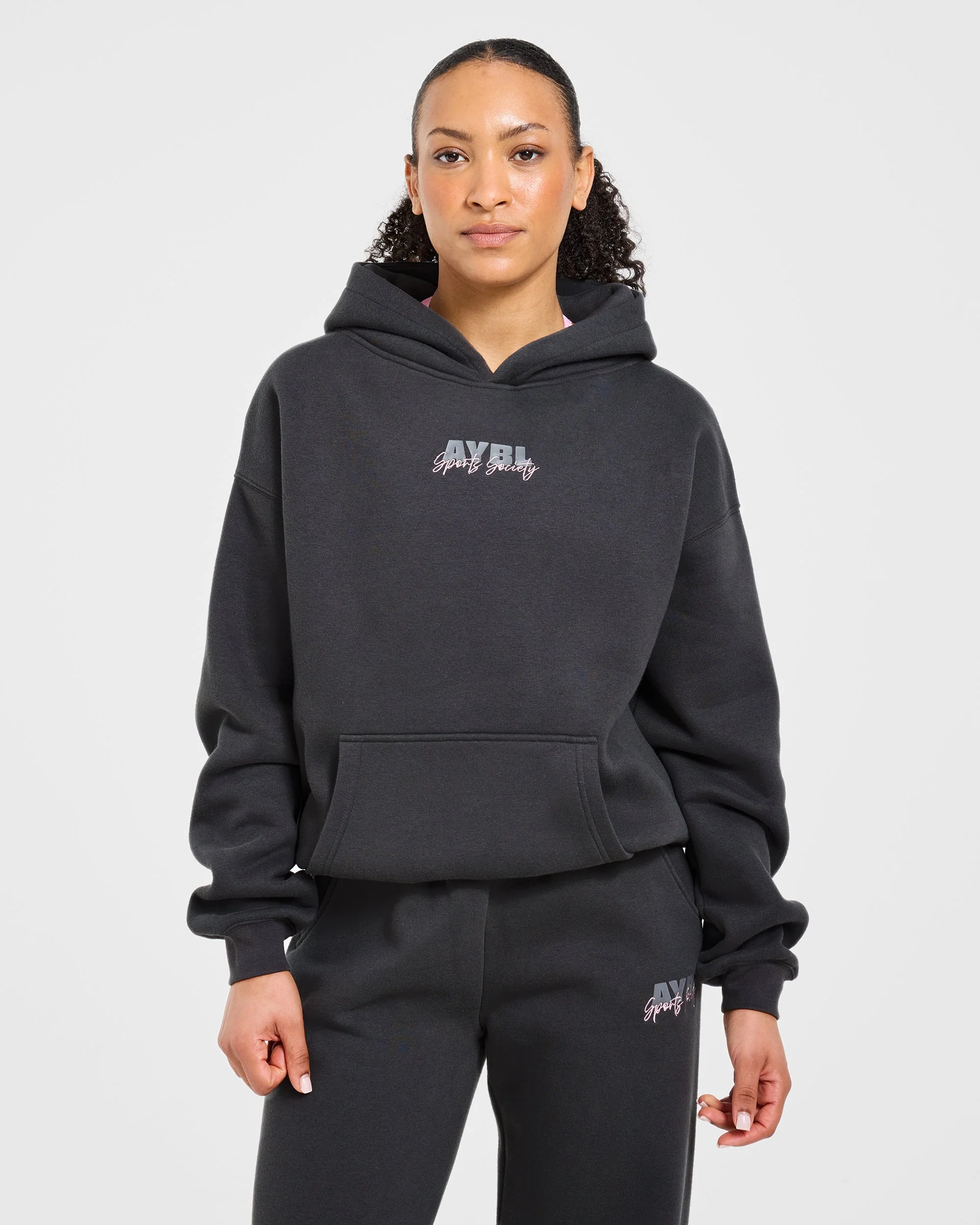 Sports Society Oversized Hoodie - Charcoal - Image 2