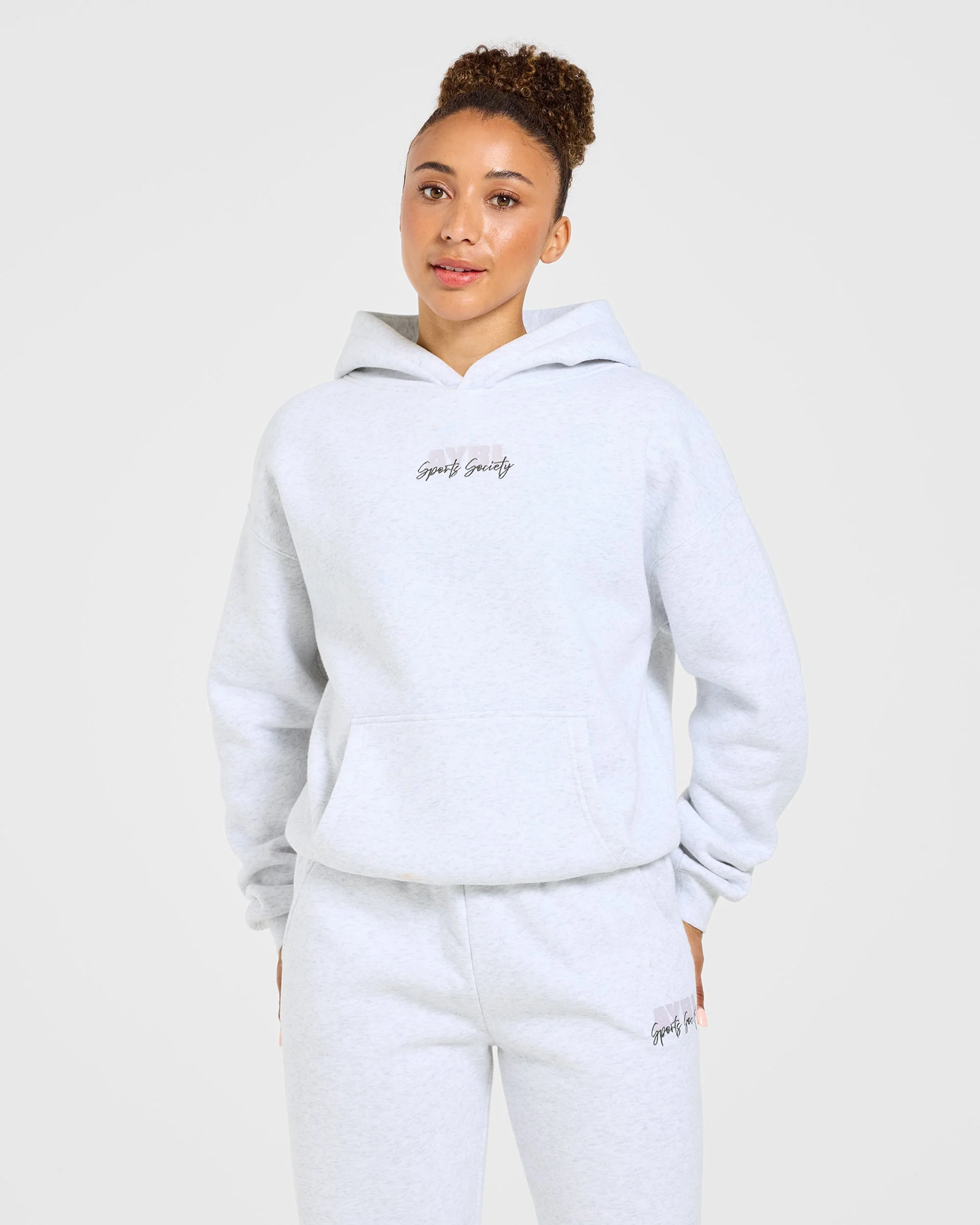 Sports Society Oversized Hoodie - Heather Grey - Image 2