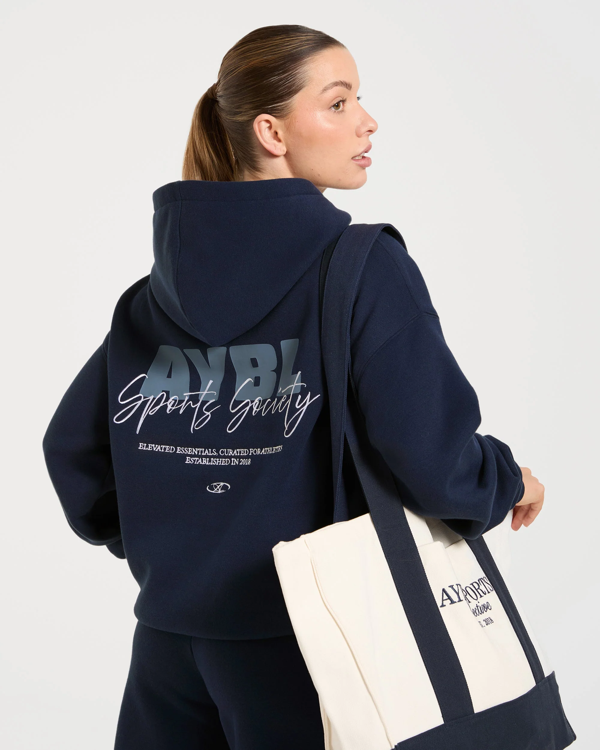 Sports Society Oversized Hoodie - Navy - Image 7