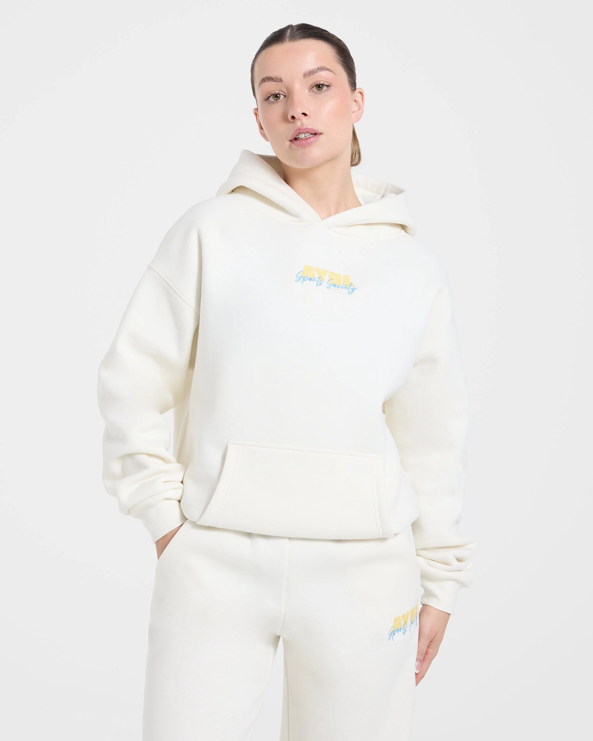 Sports Society Oversized Hoodie - Off White - Image 2