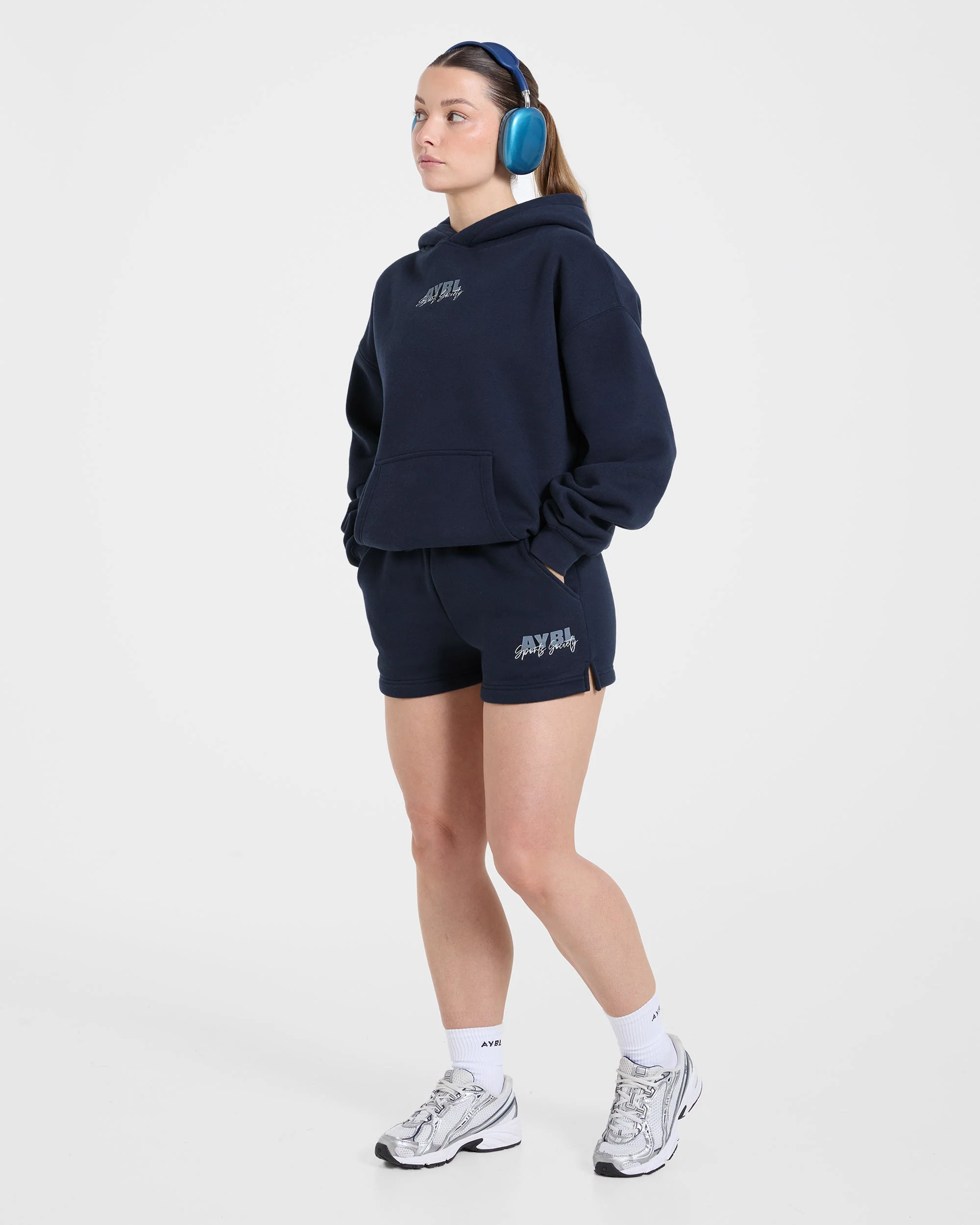 Sports Society Oversized Shorts - Navy - Image 8