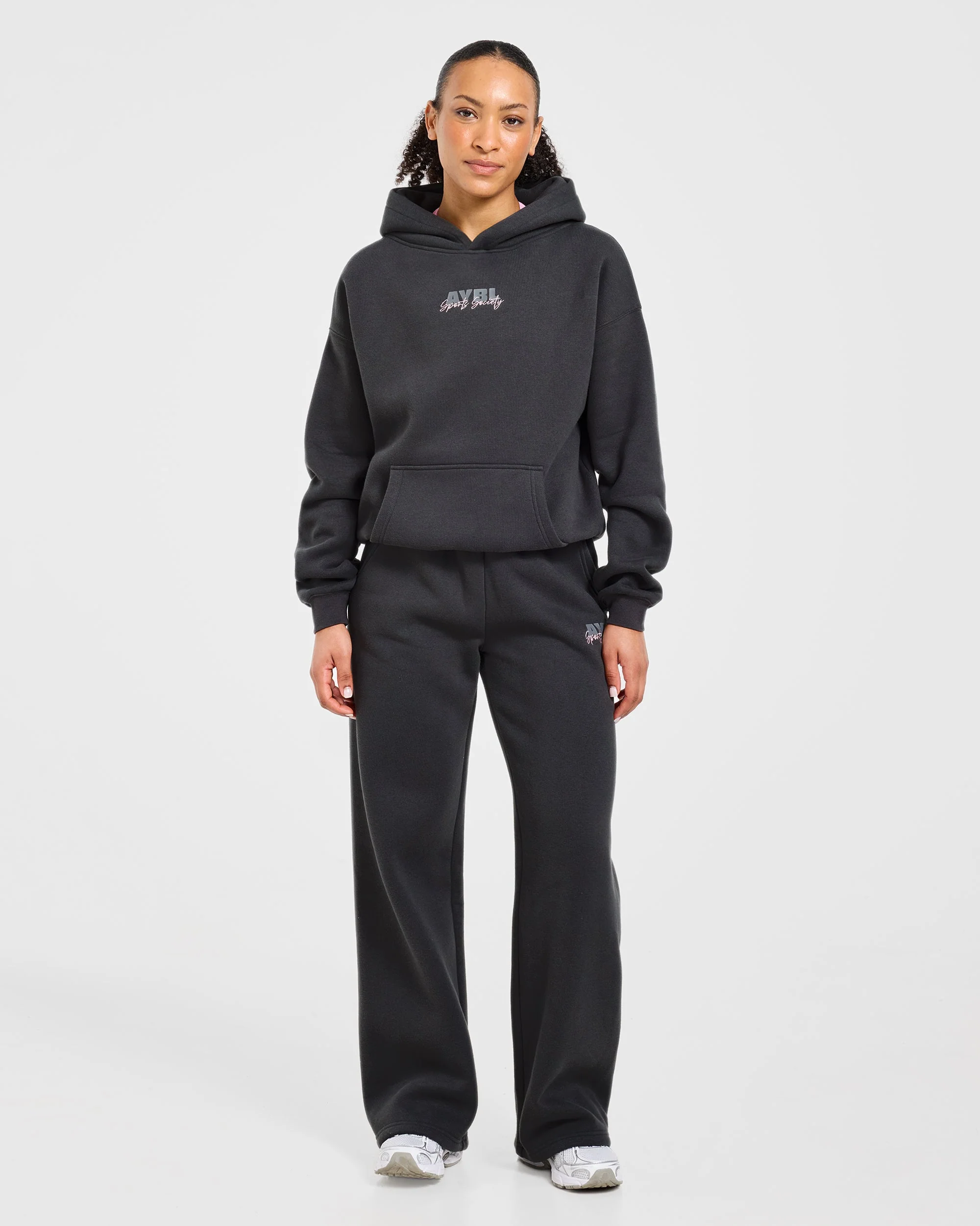 Sports Society Oversized Straight Leg Joggers - Charcoal - Image 3