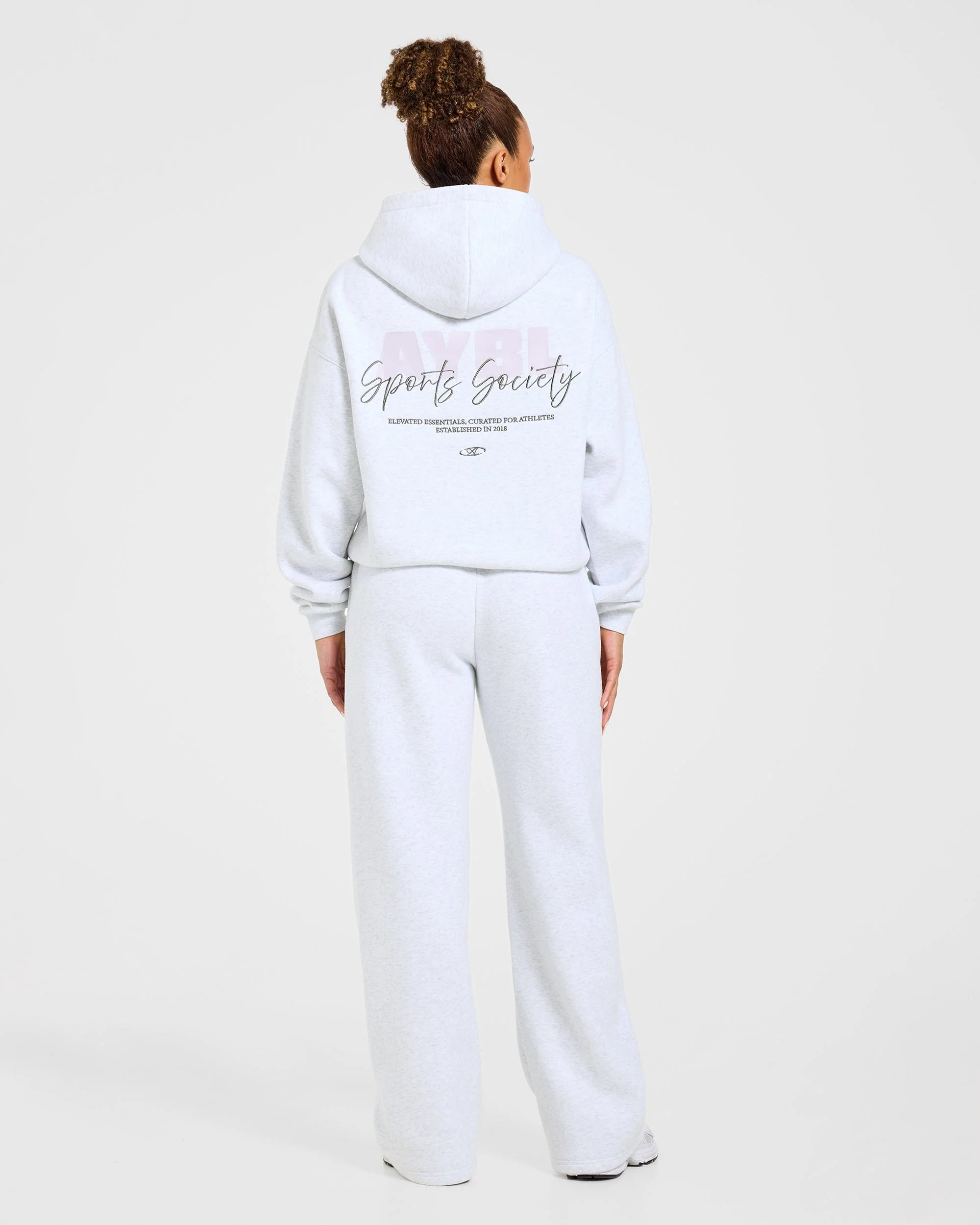Sports Society Oversized Straight Leg Joggers - Heather Grey - Image 4