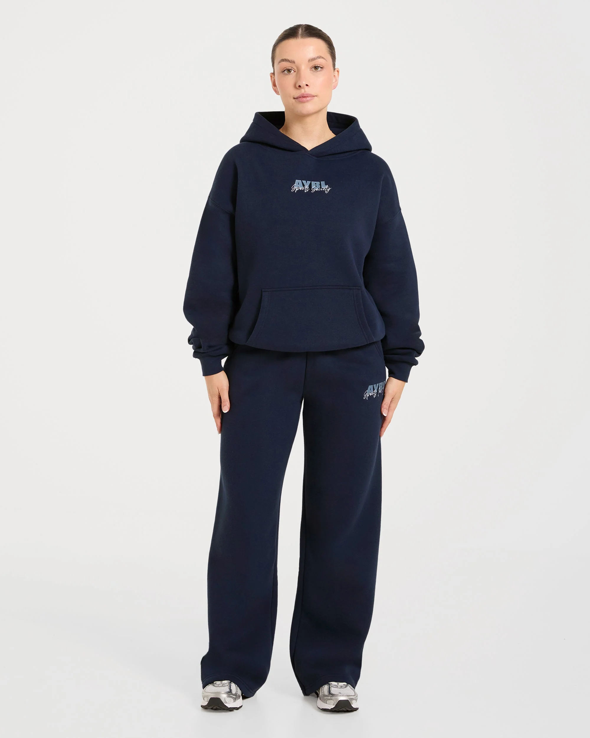 Sports Society Oversized Straight Leg Joggers - Navy - Image 3