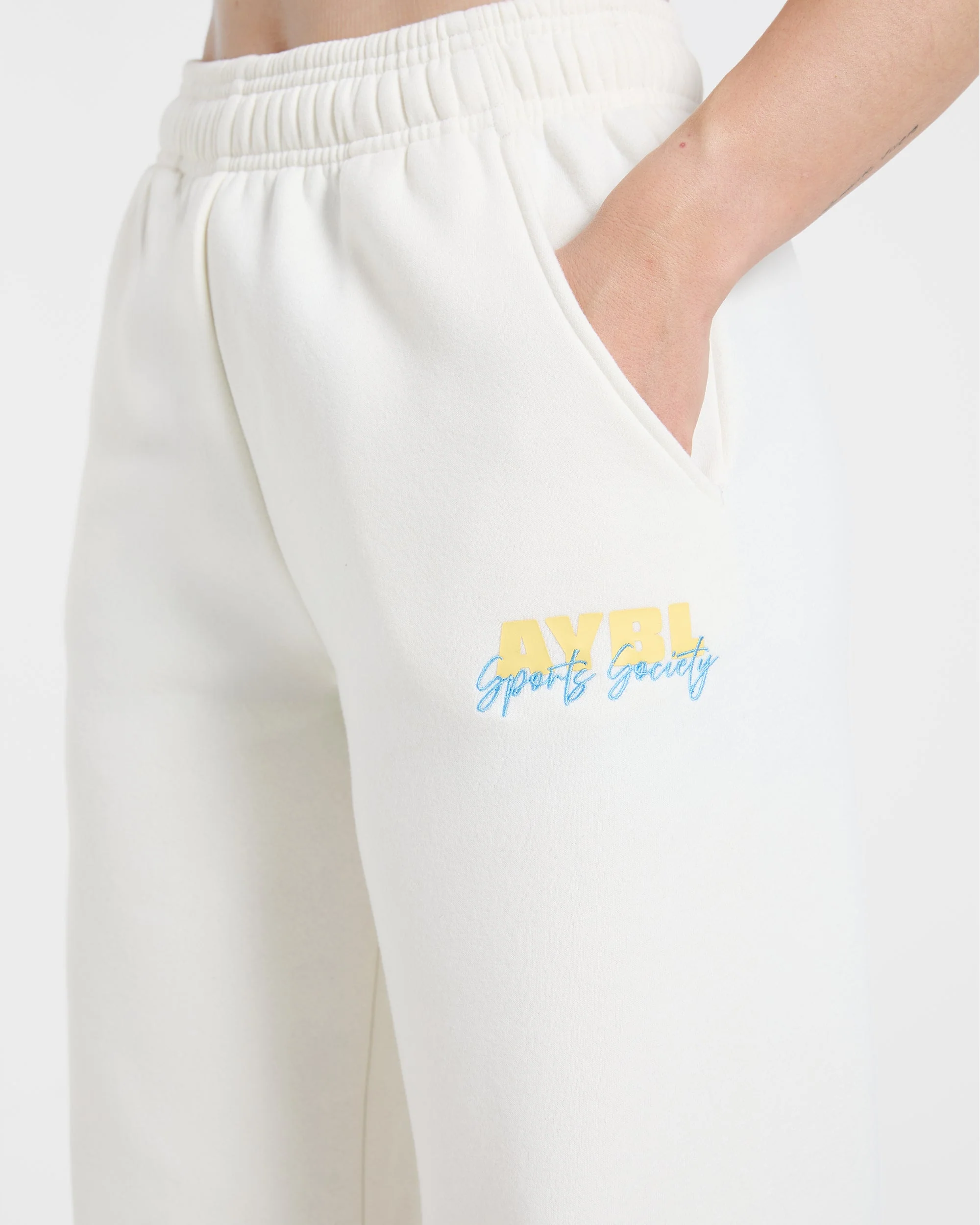 Sports Society Oversized Straight Leg Joggers - Off White - Image 5