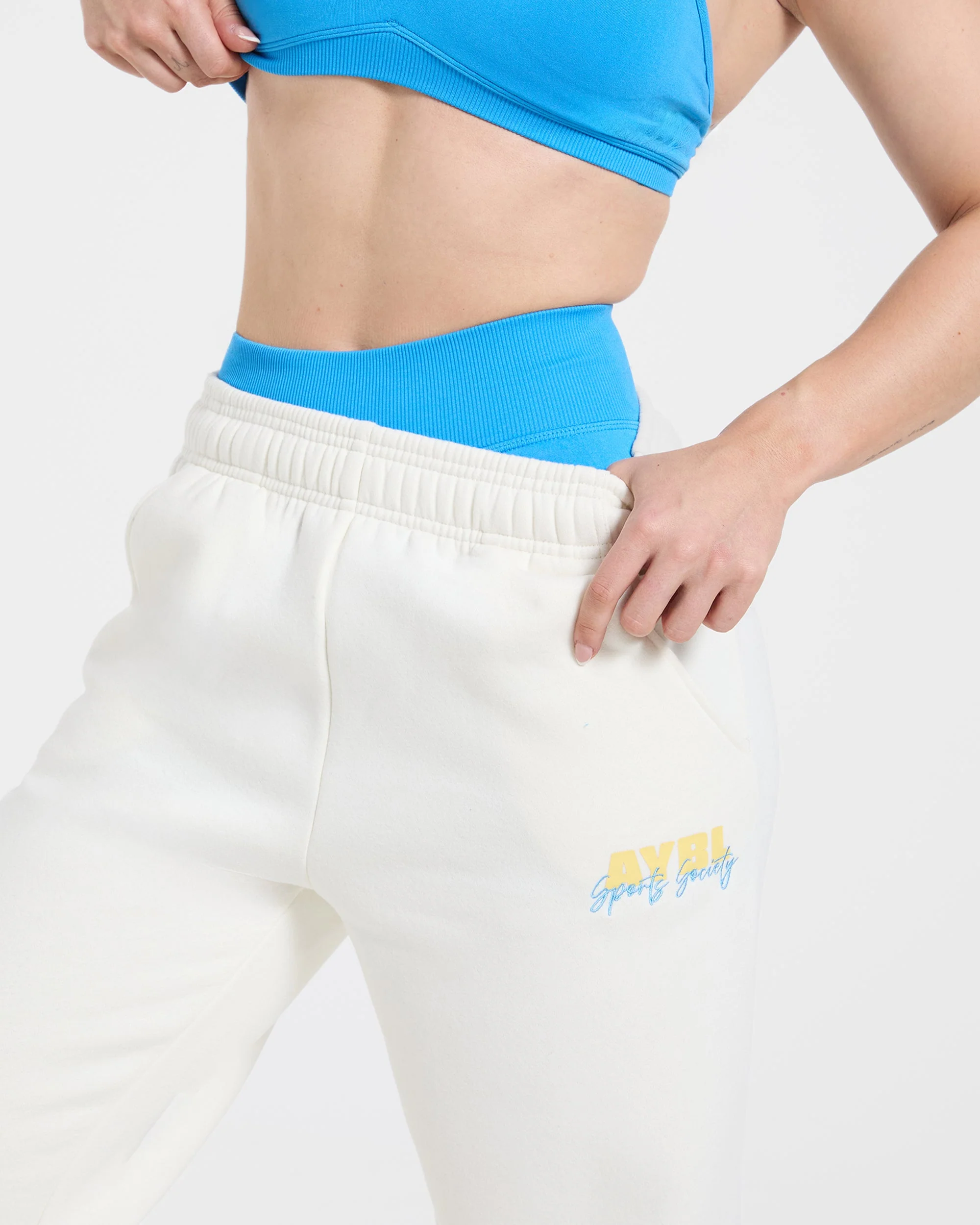 Sports Society Oversized Straight Leg Joggers - Off White - Image 7