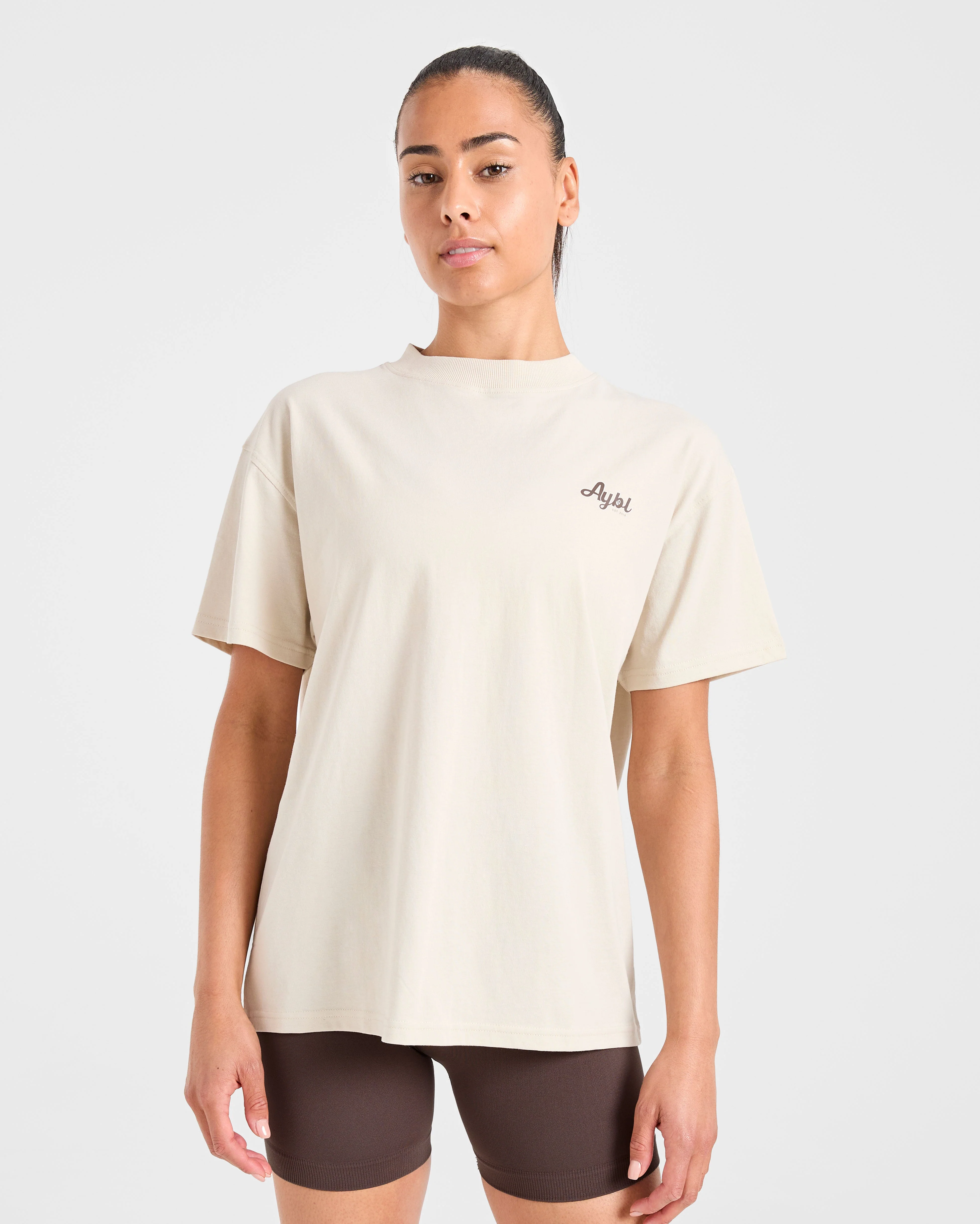 Sports Wellness Oversized T Shirt - Beige - Image 2