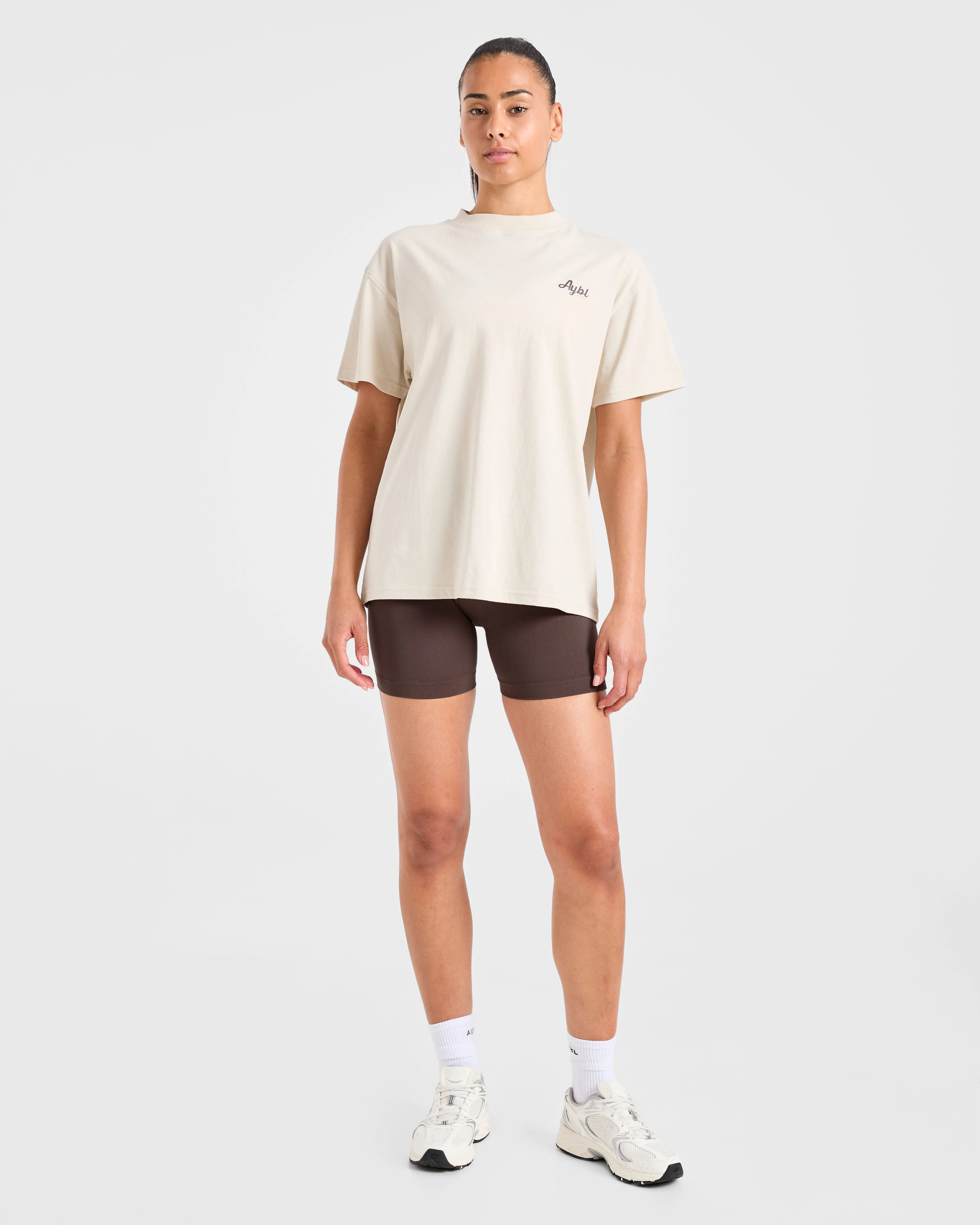 Sports Wellness Oversized T Shirt - Beige - Image 3