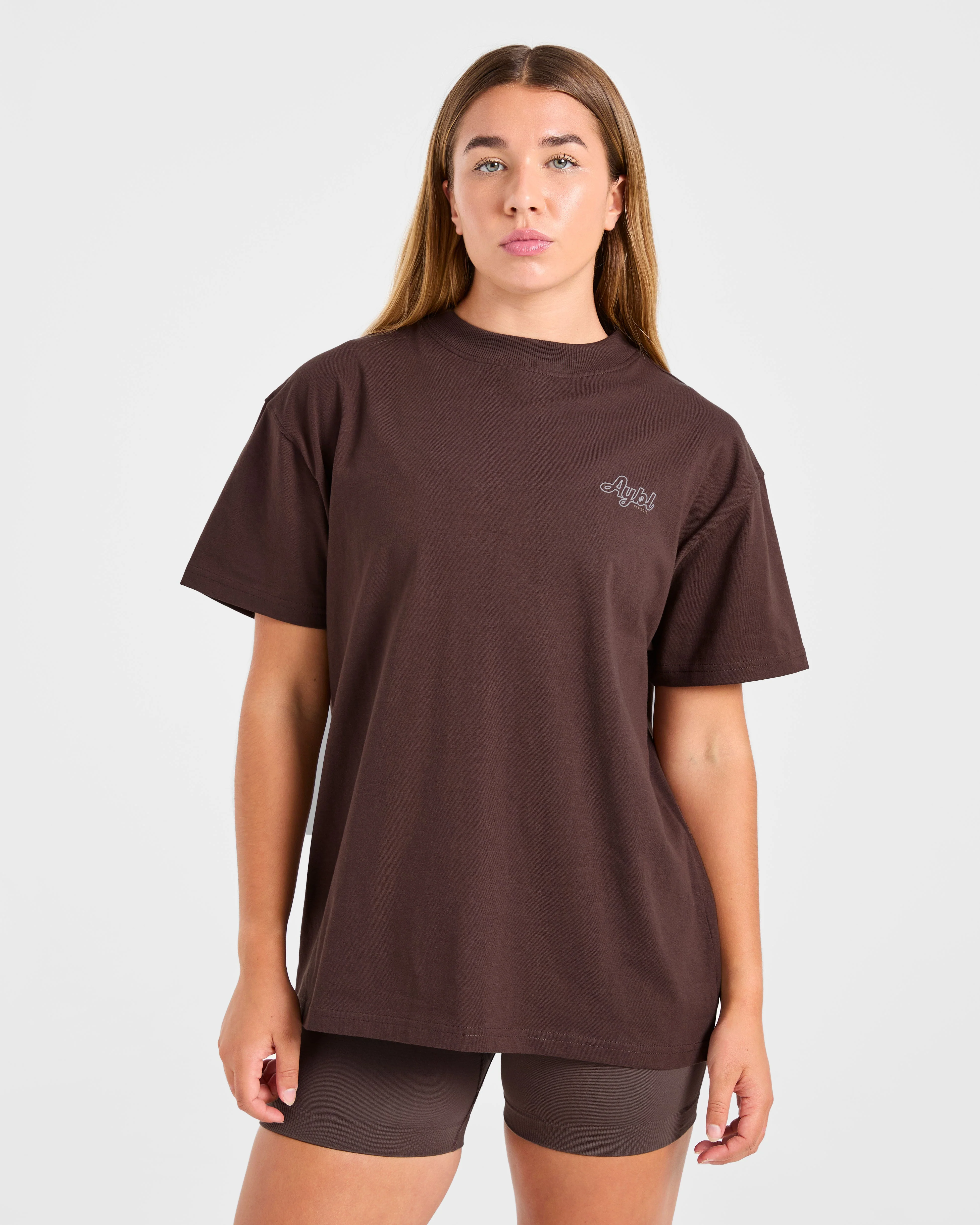 Sports Wellness Oversized T Shirt - Brown - Image 2