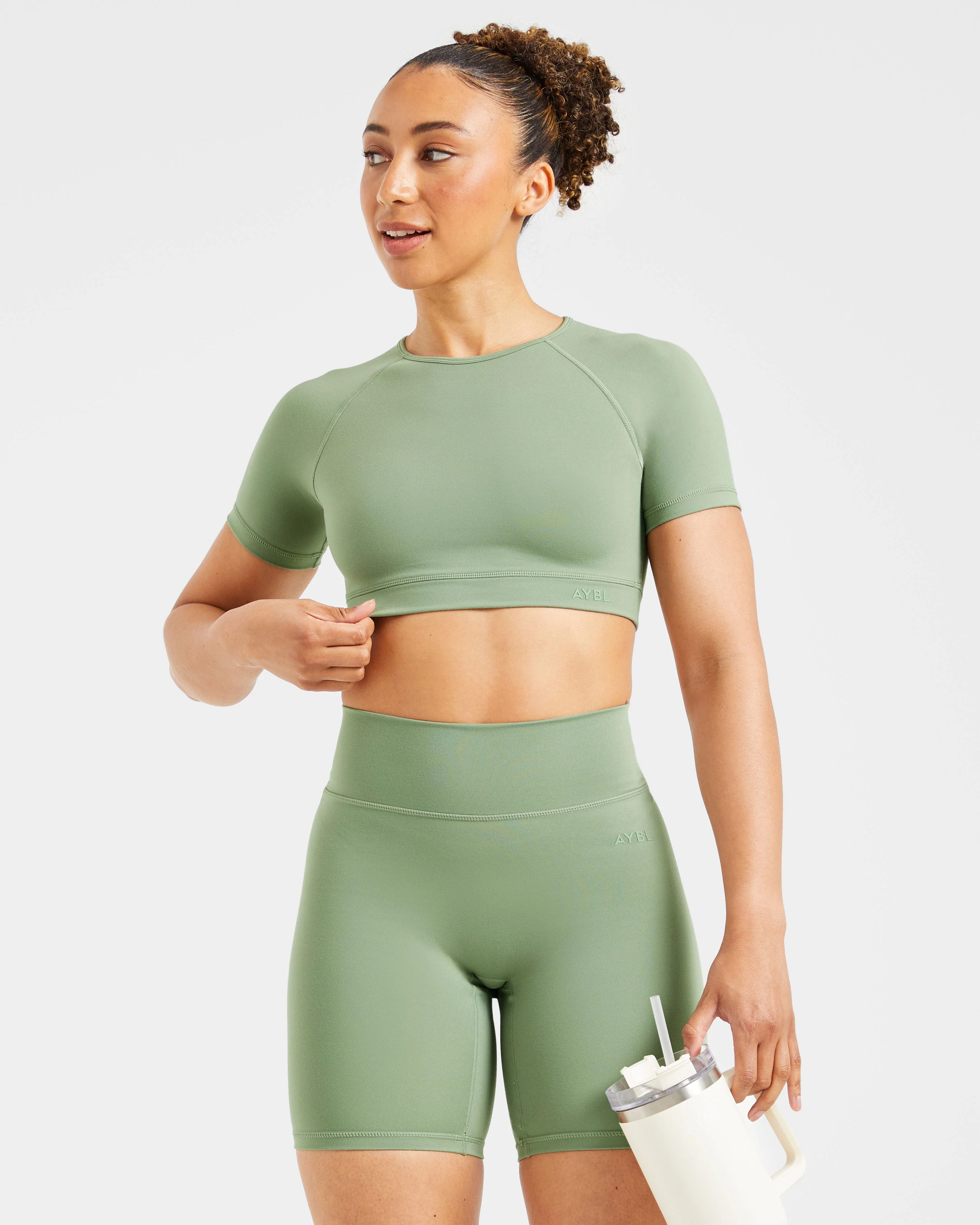 Staple Crop Top - Olive Green - Image 7
