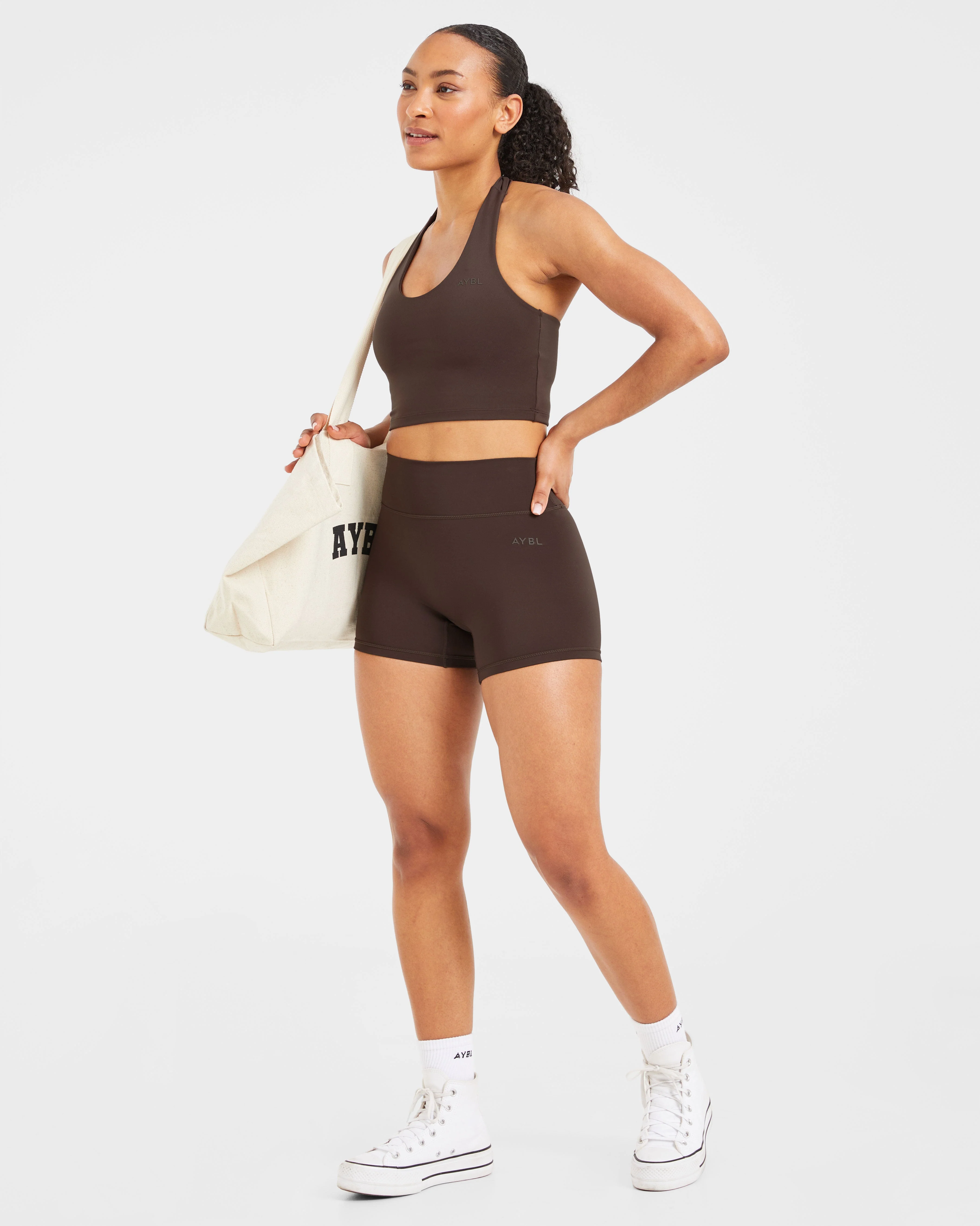 Staple Halterneck Crop Top - Coffee Brown - Image 7