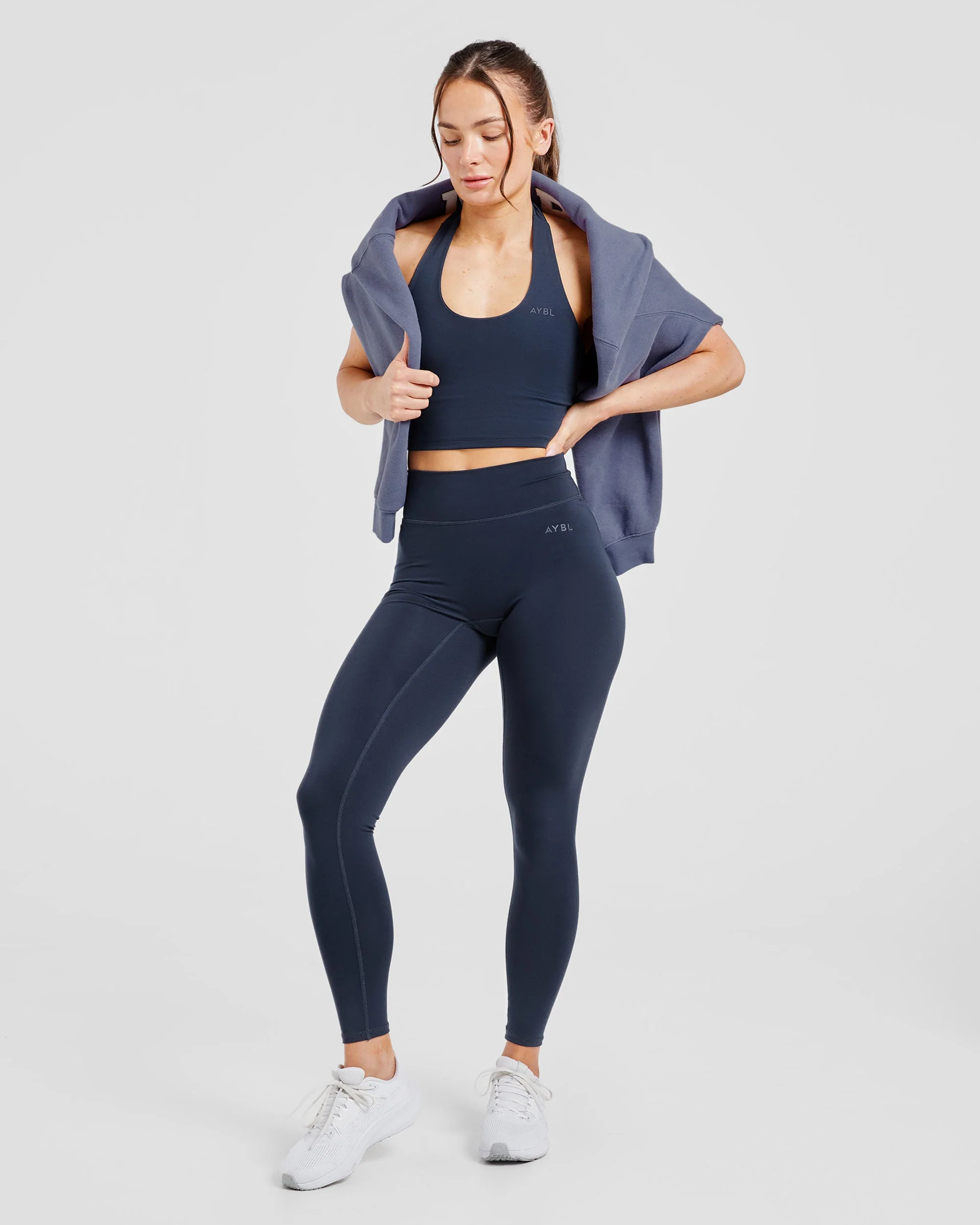 Staple Halterneck Crop Top - Navy - Image 8