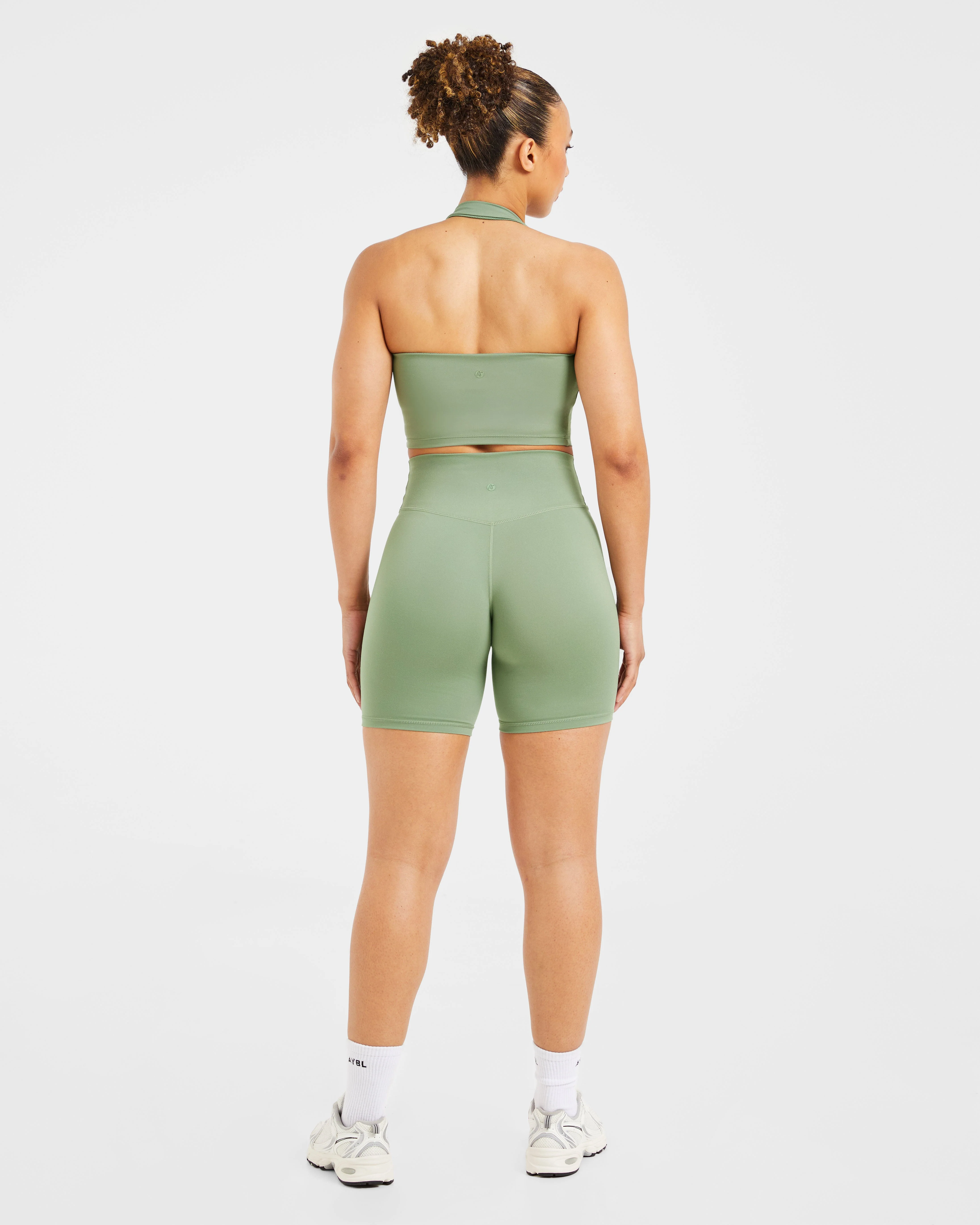 Staple Halterneck Crop Top - Olive Green - Image 4
