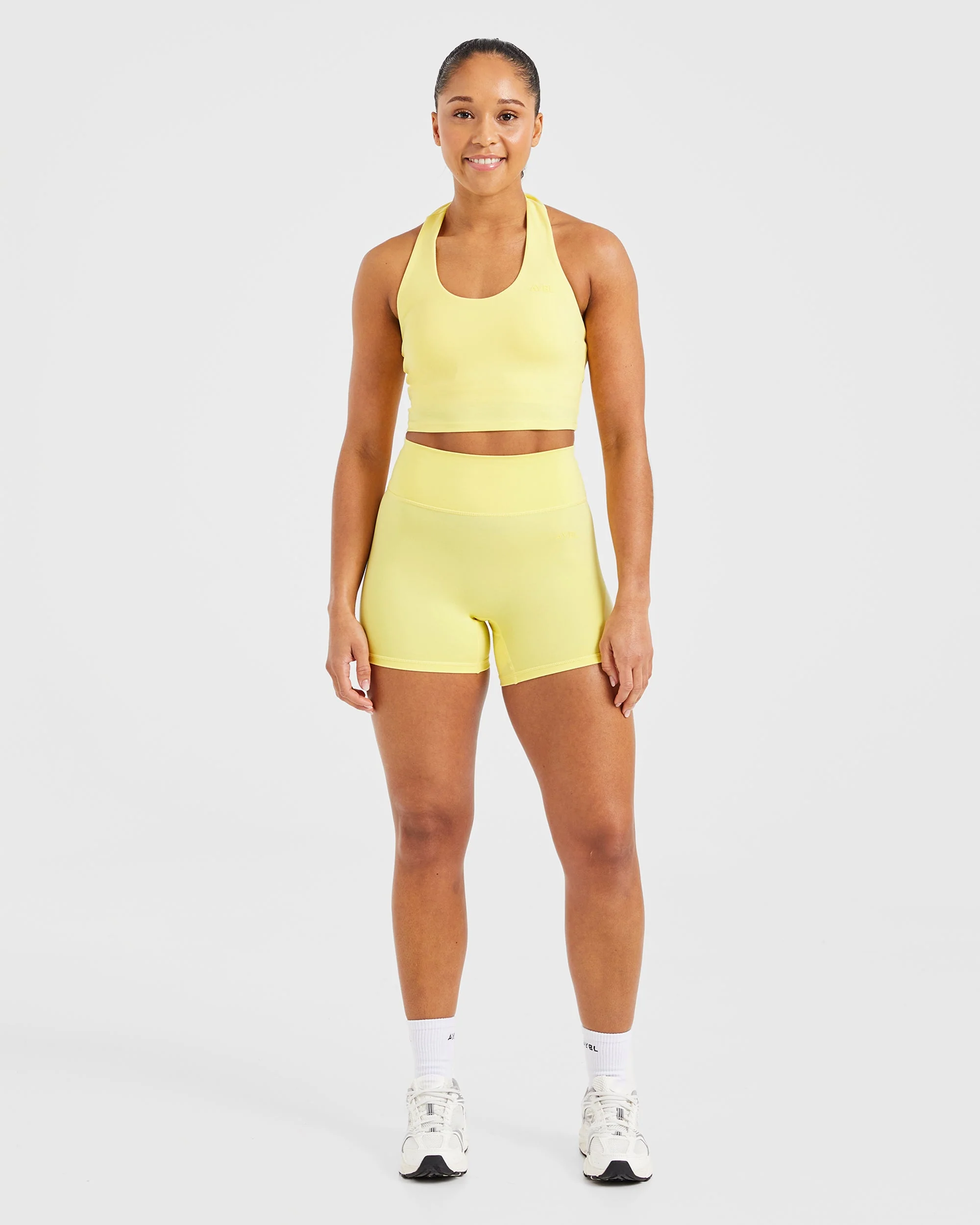 Staple Halterneck Crop Top - Pastel Lemon - Image 3