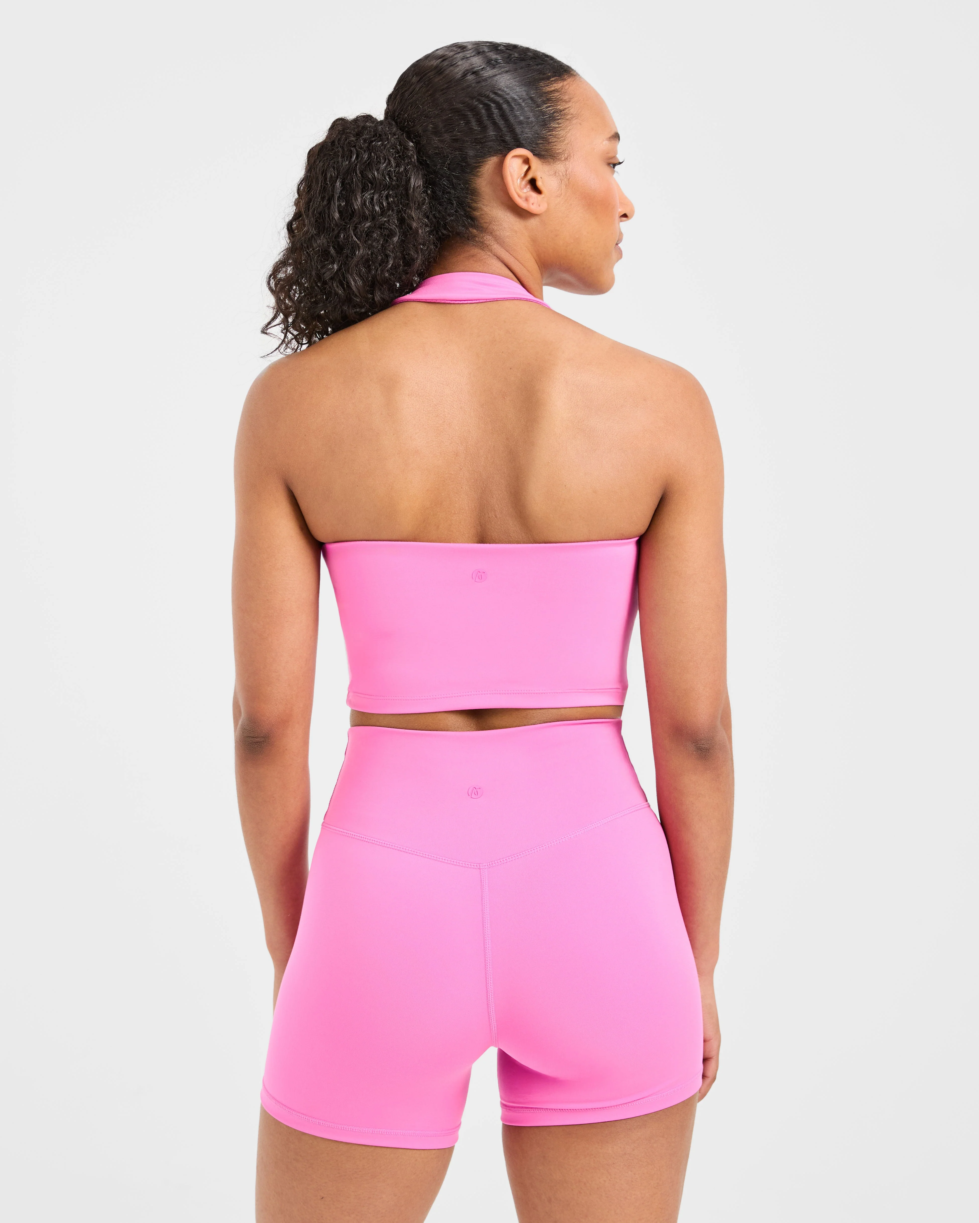 Staple Halterneck Crop Top - Summer Pink - Image 2