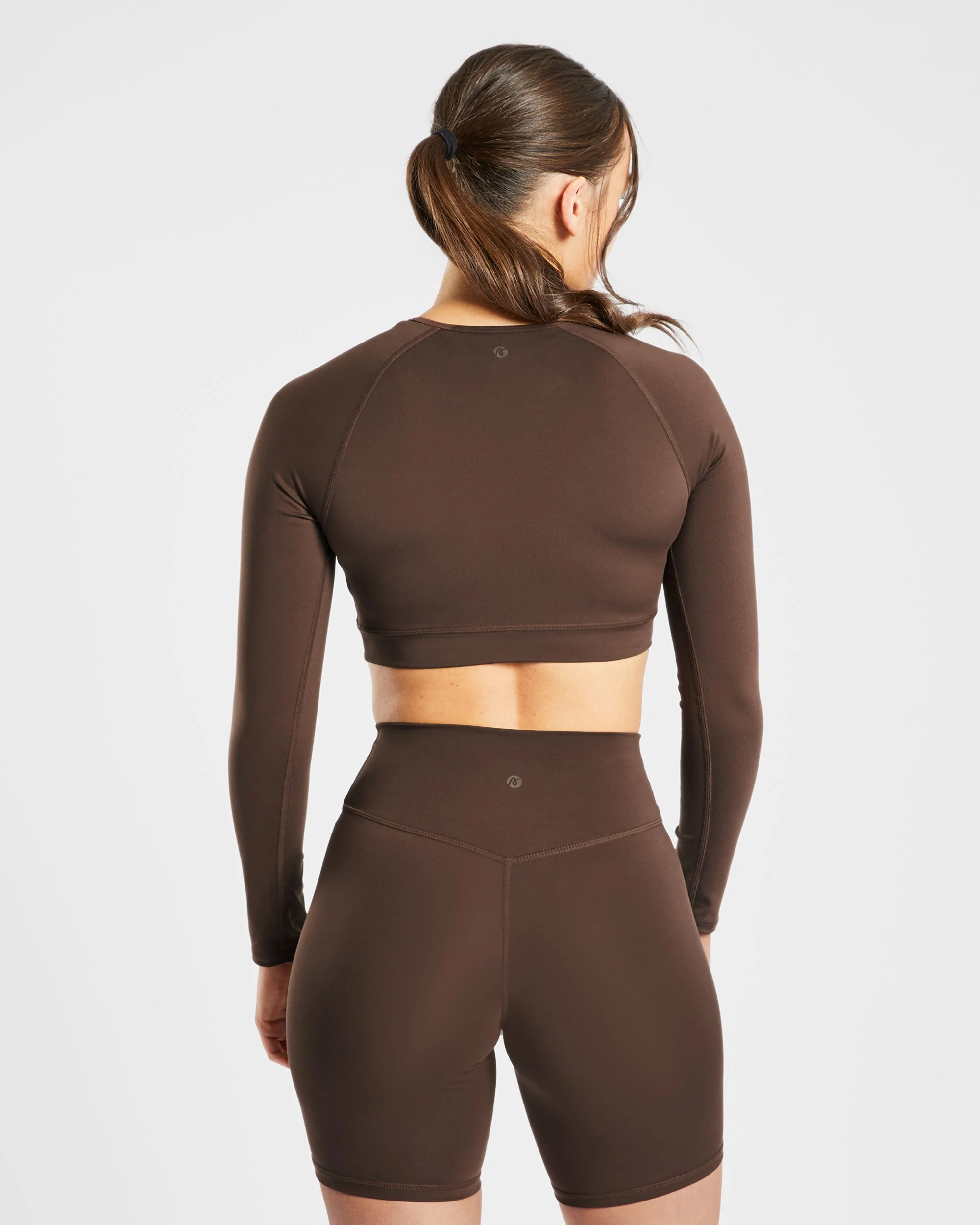 Staple Long Sleeve Crop Top - Brown - Image 2