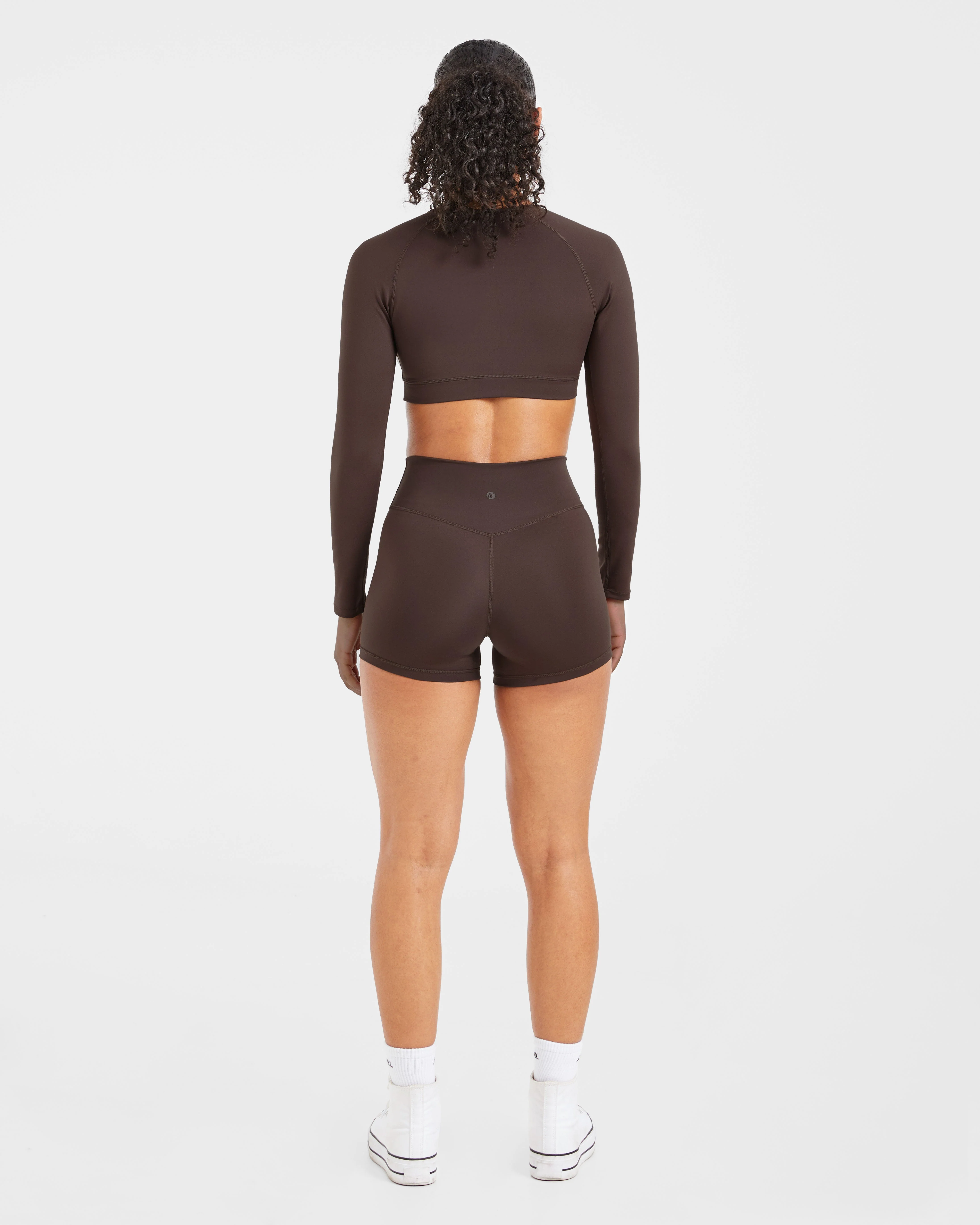 Staple Long Sleeve Crop Top - Coffee Brown - Image 4